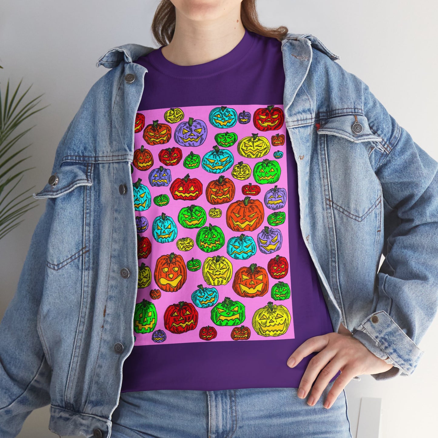 Colorful Pumpkin Graphic Tee, Unisex Cotton T-Shirt, Halloween Costume, Fall Apparel, Trendy Graphic Shirt, Casual Wear