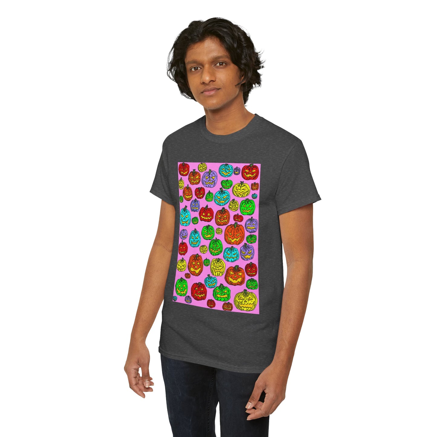 Colorful Pumpkin Graphic Tee, Unisex Cotton T-Shirt, Halloween Costume, Fall Apparel, Trendy Graphic Shirt, Casual Wear