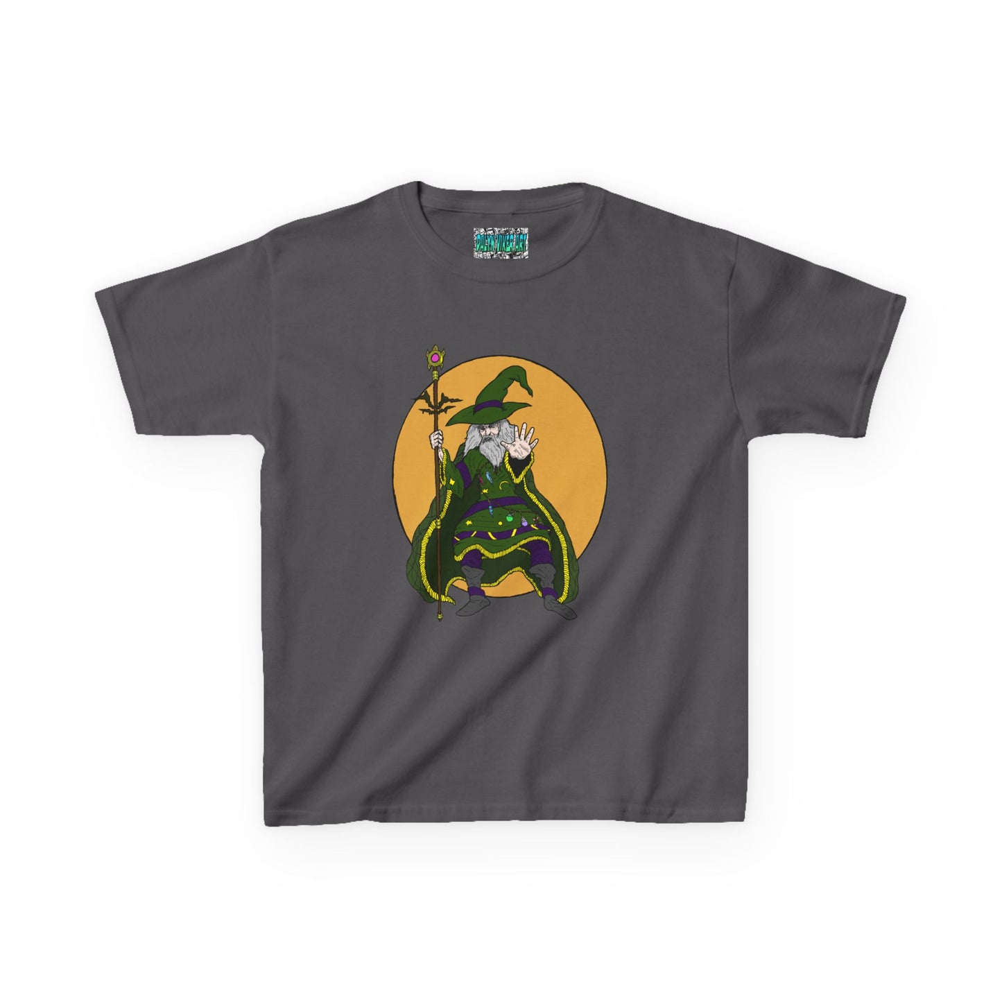 Wizard Holding a Magical Staff Kids Heavy Cotton™ Tee