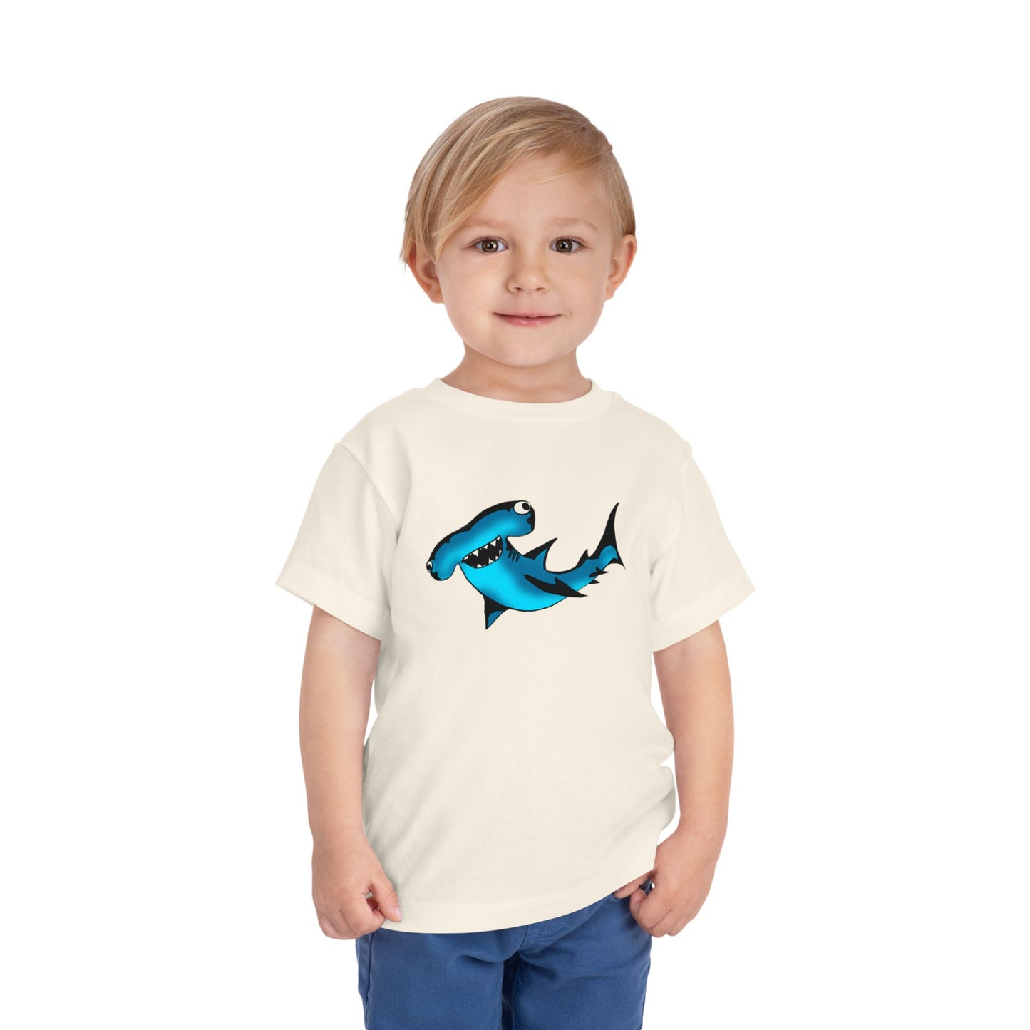 Toddler Shark Tee - Cute Blue Harley Hammerhead Graphic Kids Short Sleeve Shirt