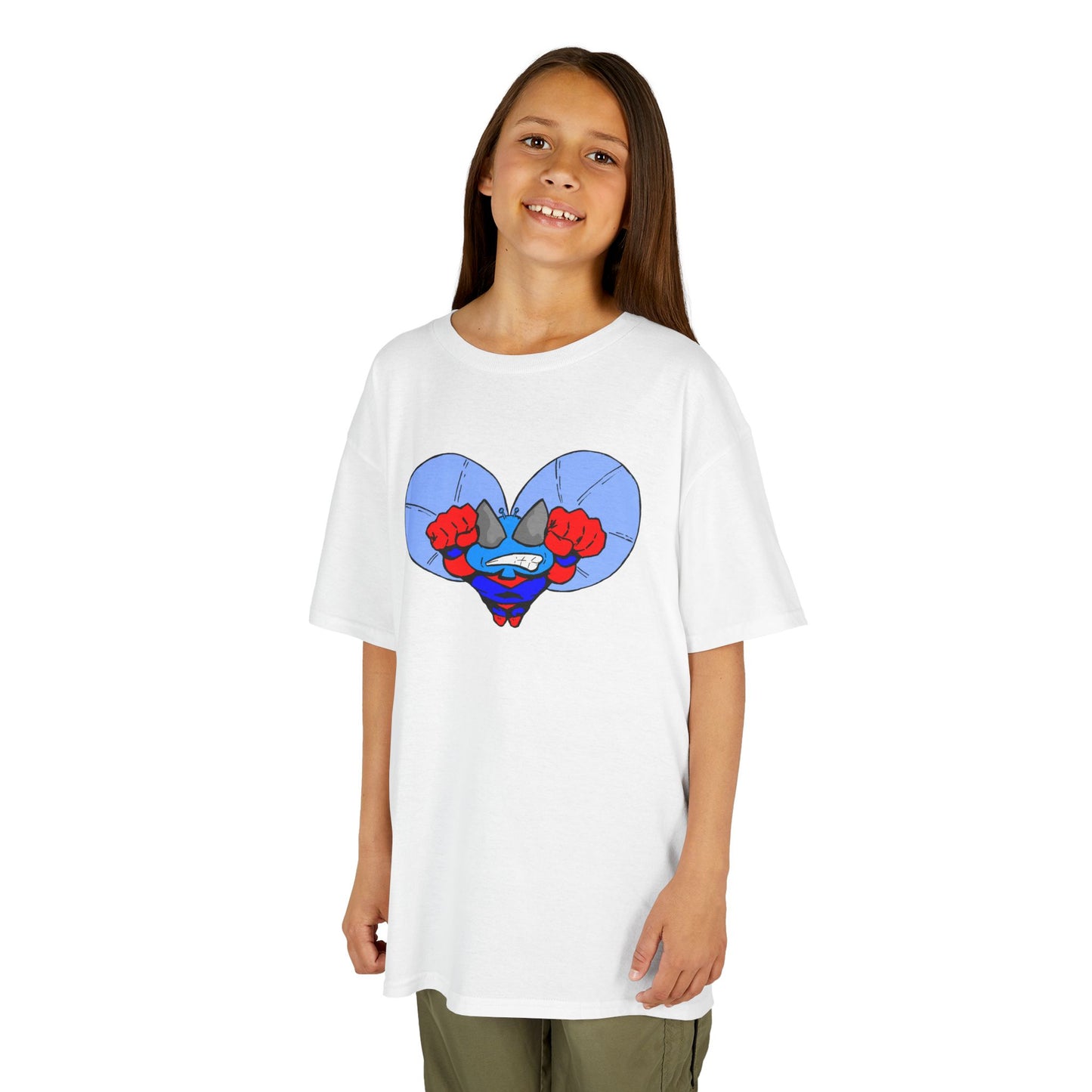 Astro-Fly Kids Superhero T‑Shirt — Cute Blue Hero Design