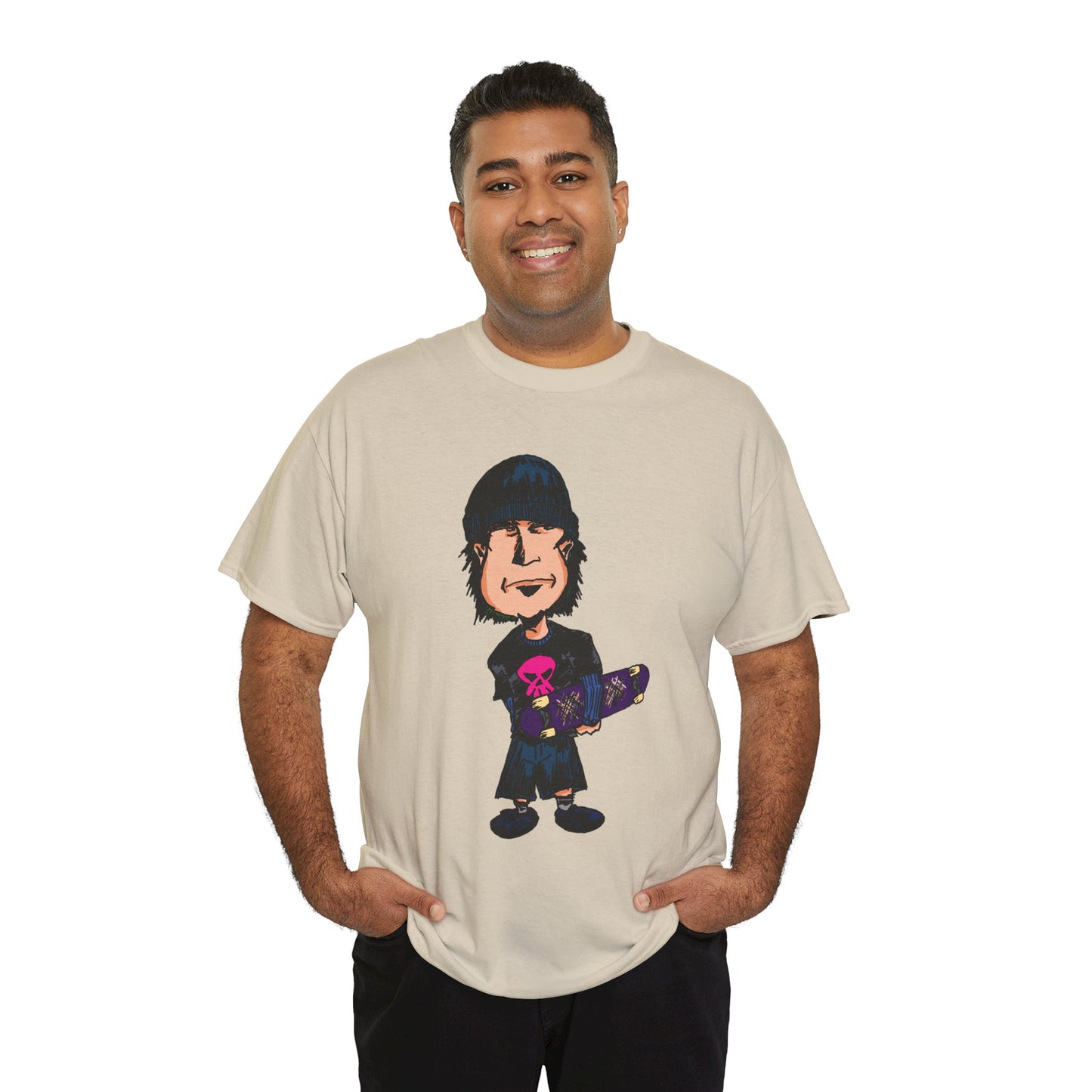 Rude Skater Dude - Skate Punk - Skater Kid Cartoon T‑Shirt — Cute Skateboarder Graphic Tee