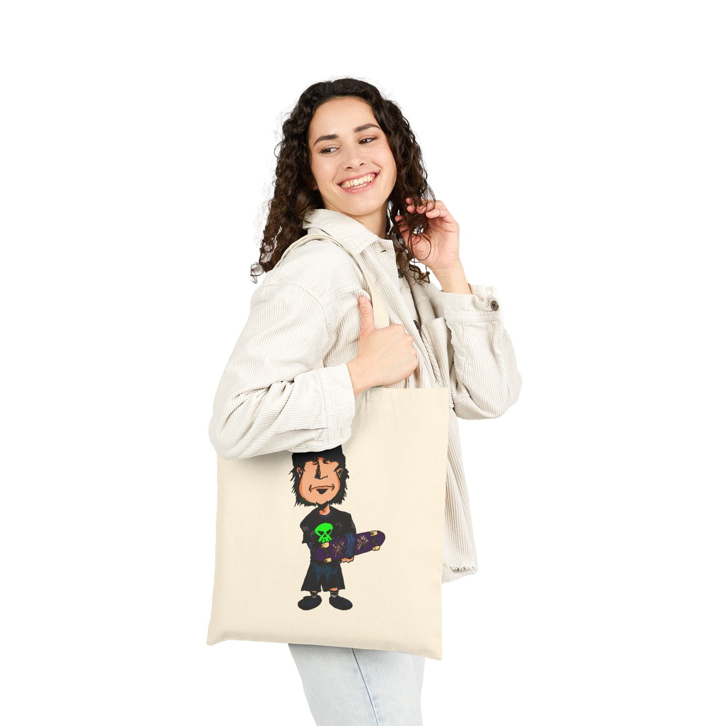 Rude Skater Dude - Skateboarder Cartoon Canvas Tote Bag – Cute Emo Skate Graphic