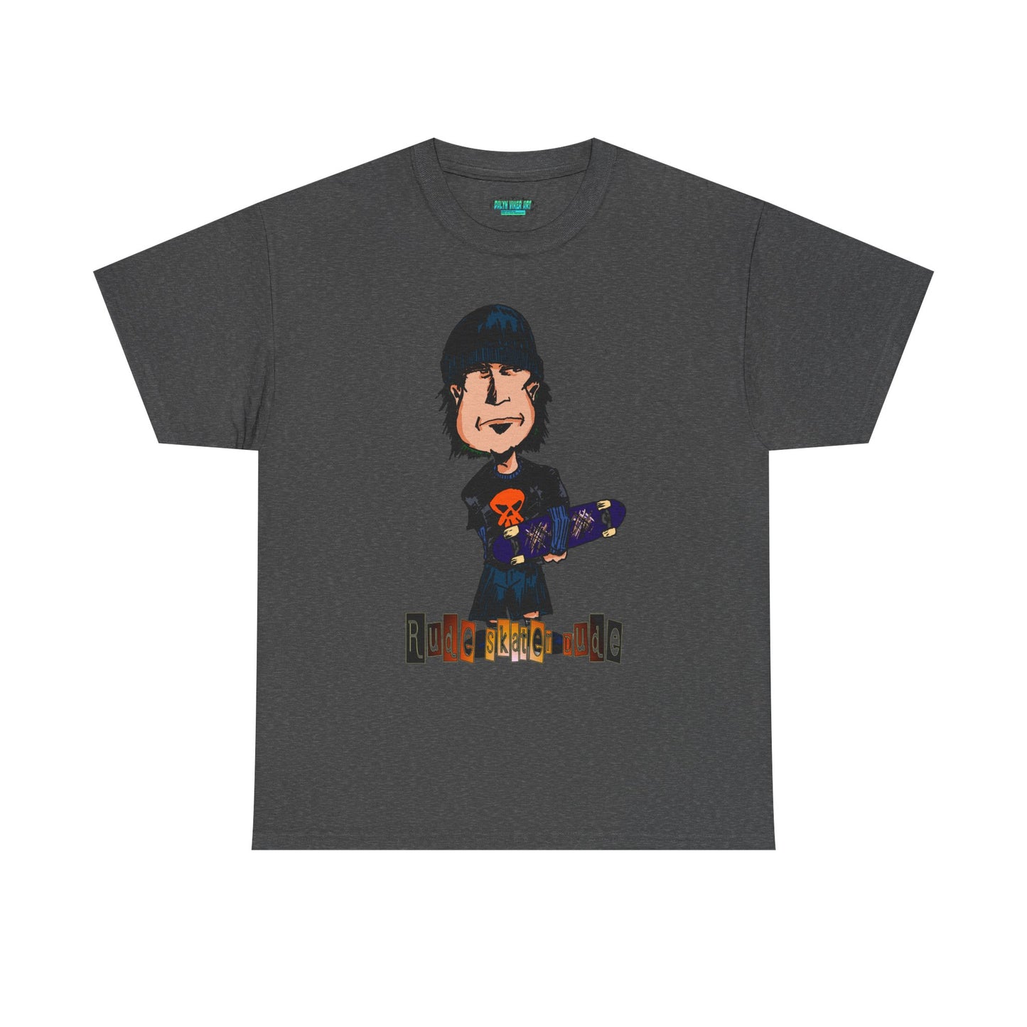 Rude Skater Dude Cartoon Skate Punk T-Shirt — Skateboarding Tee with Skull Design