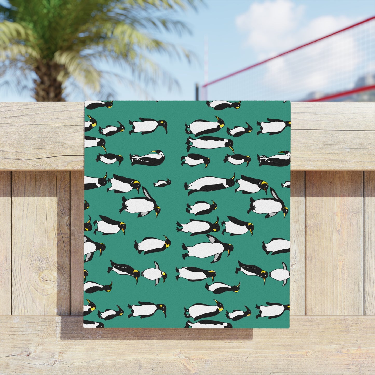 Rookery of Penguins - Greenish - Beach Towel