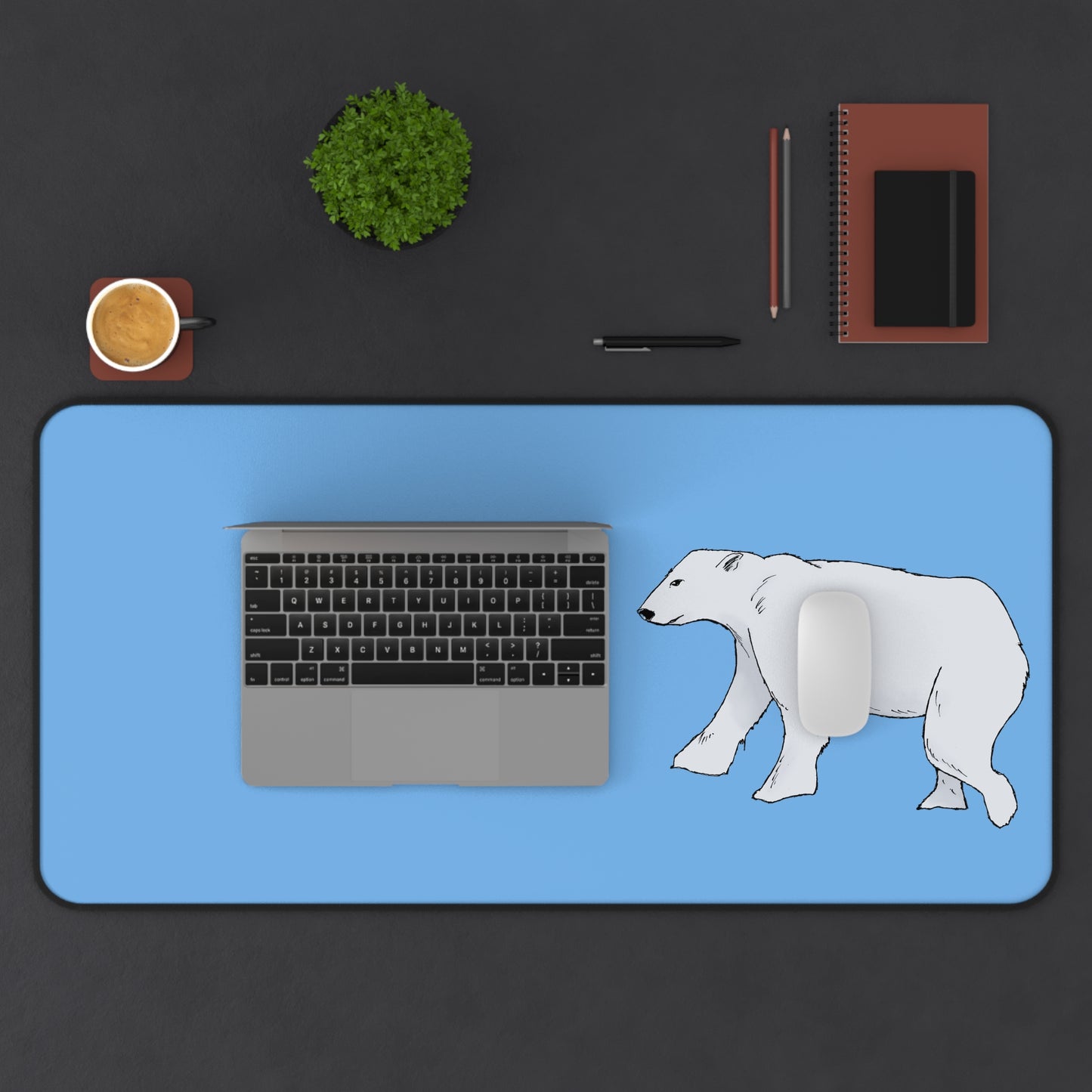 Polar Bear Desk Mat - Cute Office Decor, Wildlife Lover Gift, Functional Mouse Pad, Minimalist Design, Home Office Accessory
