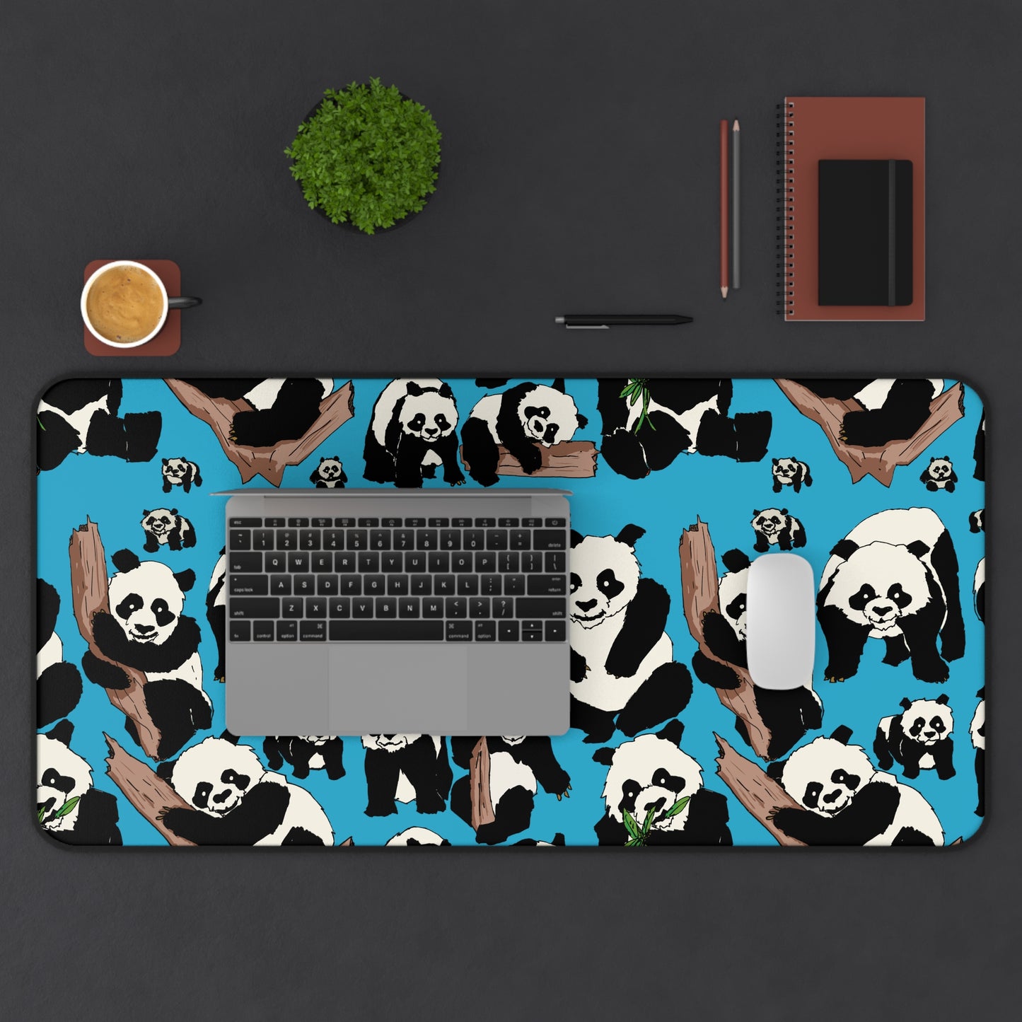 Panda-Themed Desk Mat, Cute Panda Desk Pad, Animal Lover Gift, Home Office Decor, Work From Home Essentials