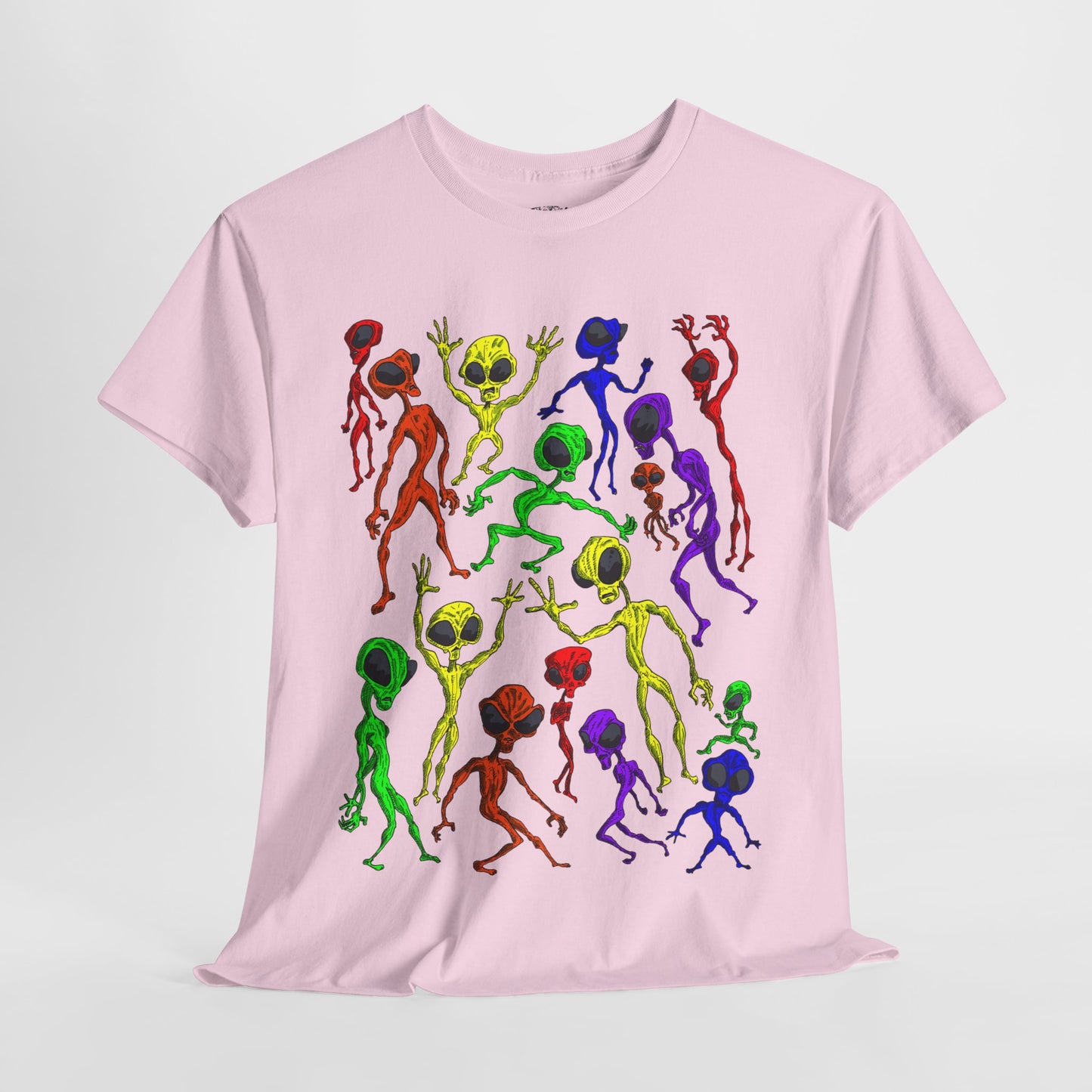 Rainbow Alien Dance Party Unisex Tee - Cosmic Sci-Fi Shirt