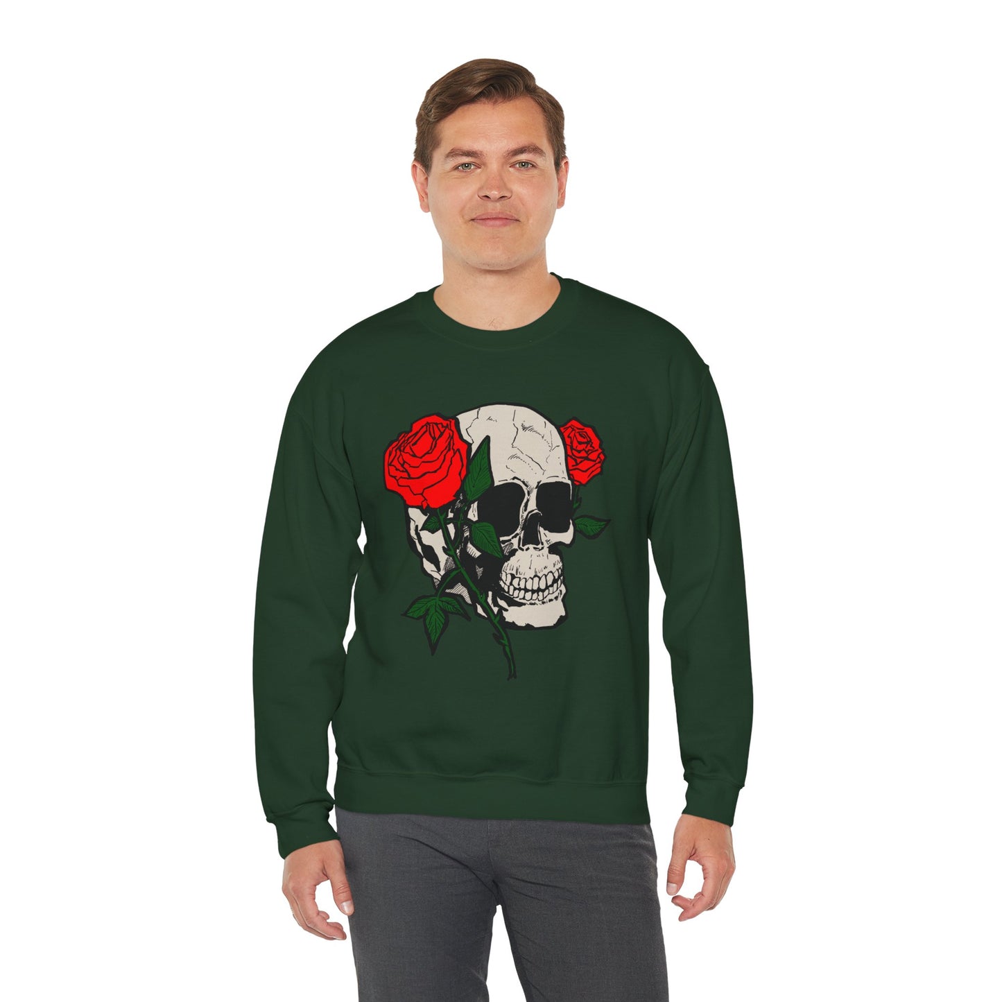 Skull and Roses Crewneck Sweatshirt
