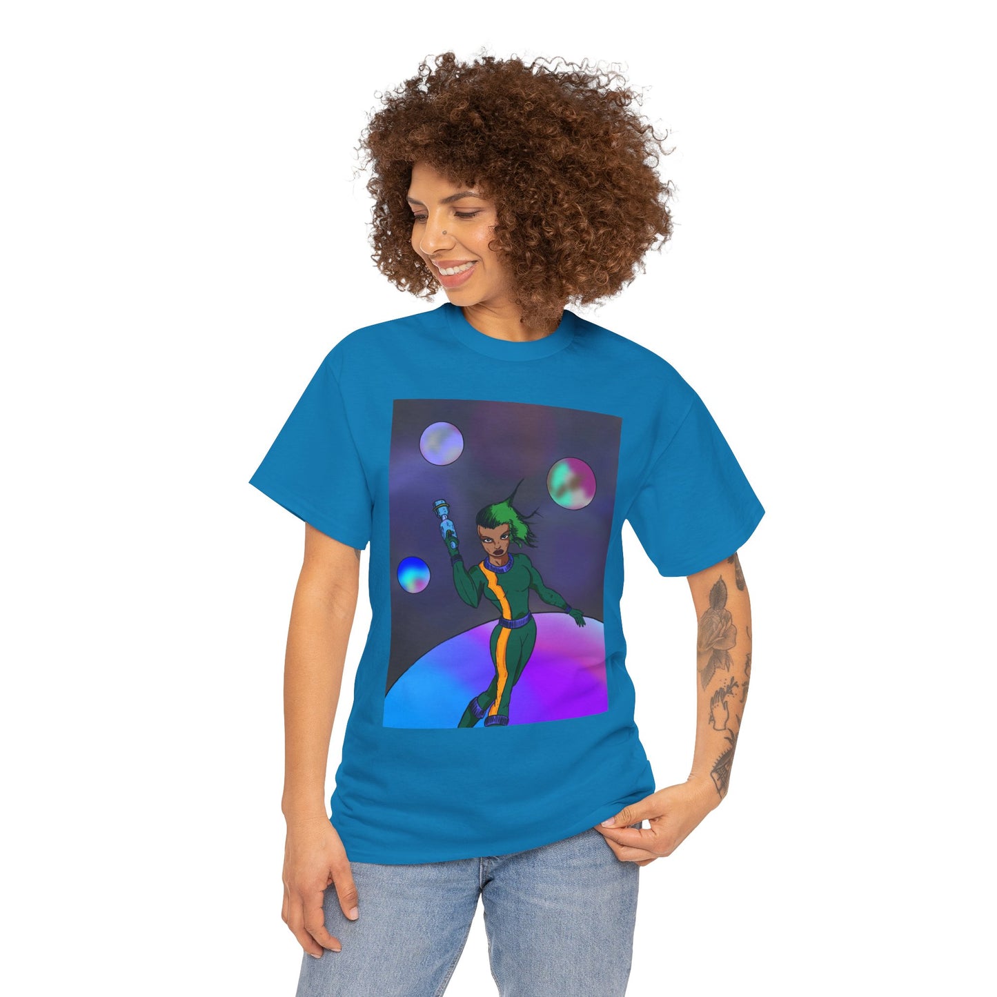 Cosmic Hero Vibe Tee - Unisex Heavy Cotton Tee, Space Art Shirt, Retro Sci-Fi T-Shirt, Gift for Space Lovers, Unique Graphic Tee