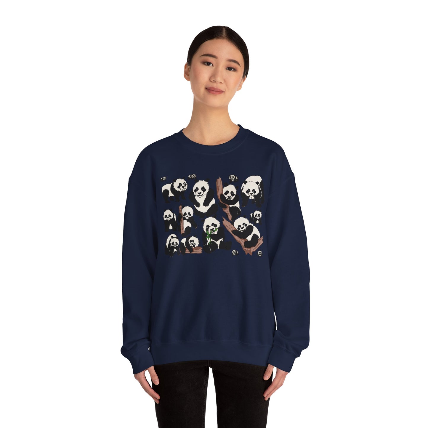 Cozy Panda Crewneck Sweatshirt - Soft Unisex Heavy Blend