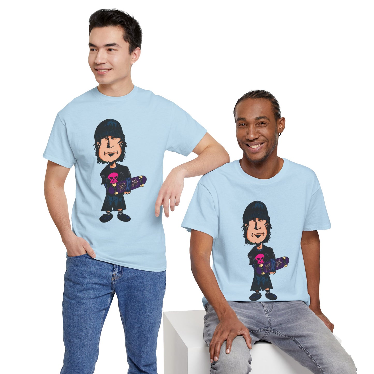 Rude Skater Dude - Skate Punk - Skater Kid Cartoon T‑Shirt — Cute Skateboarder Graphic Tee