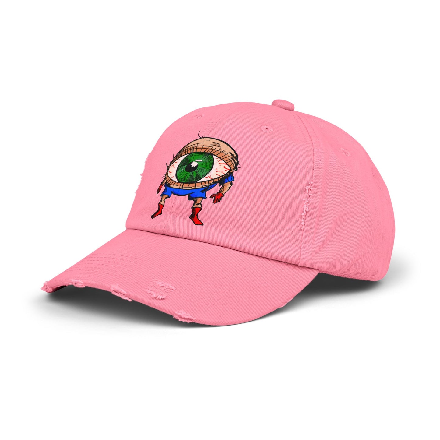 Terrif-EYE-ing Unisex Distressed Cap with Quirky Eyeball Design - Perfect for Casual Style