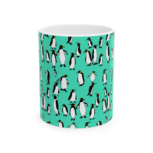 Rookery of Penguins Pattern Ceramic Mug - Fun Coffee Cup, Gift for Animal Lovers, Cute Kitchen Decor, Birthday Present, Penguin Mug