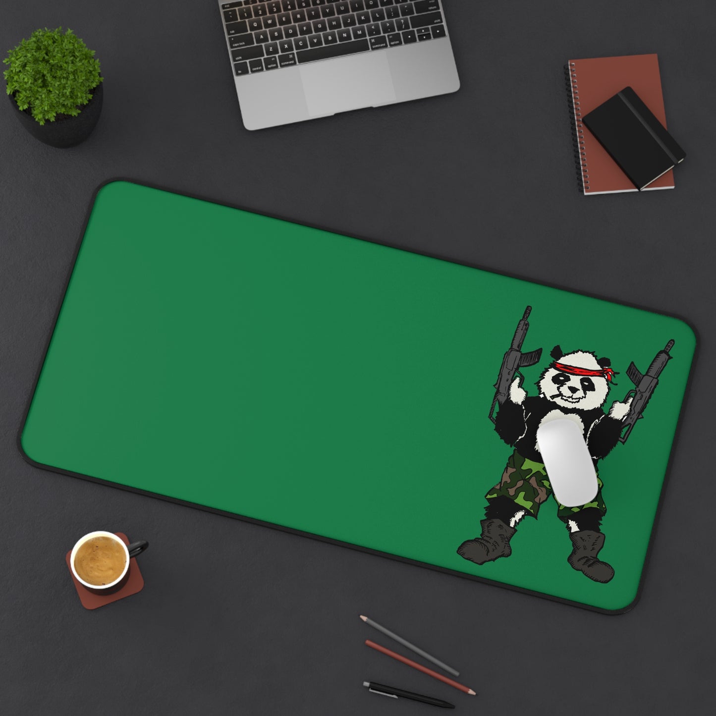 Desk Mat - Panda Guns Military Mercenary Bamboo Design