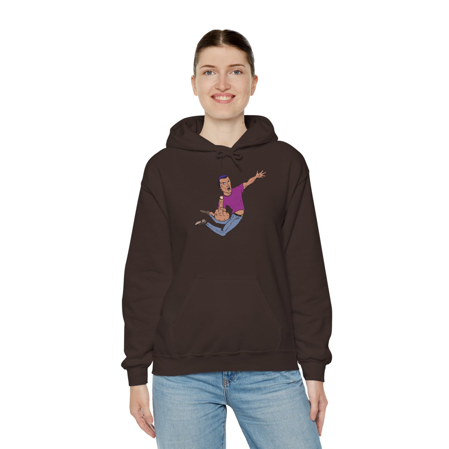 Funny Flying Eff Unisex Hooded Sweatshirt with Cartoon Design, Casual Hoodie, Gift for Friends, Birthday Gift, Loungewear