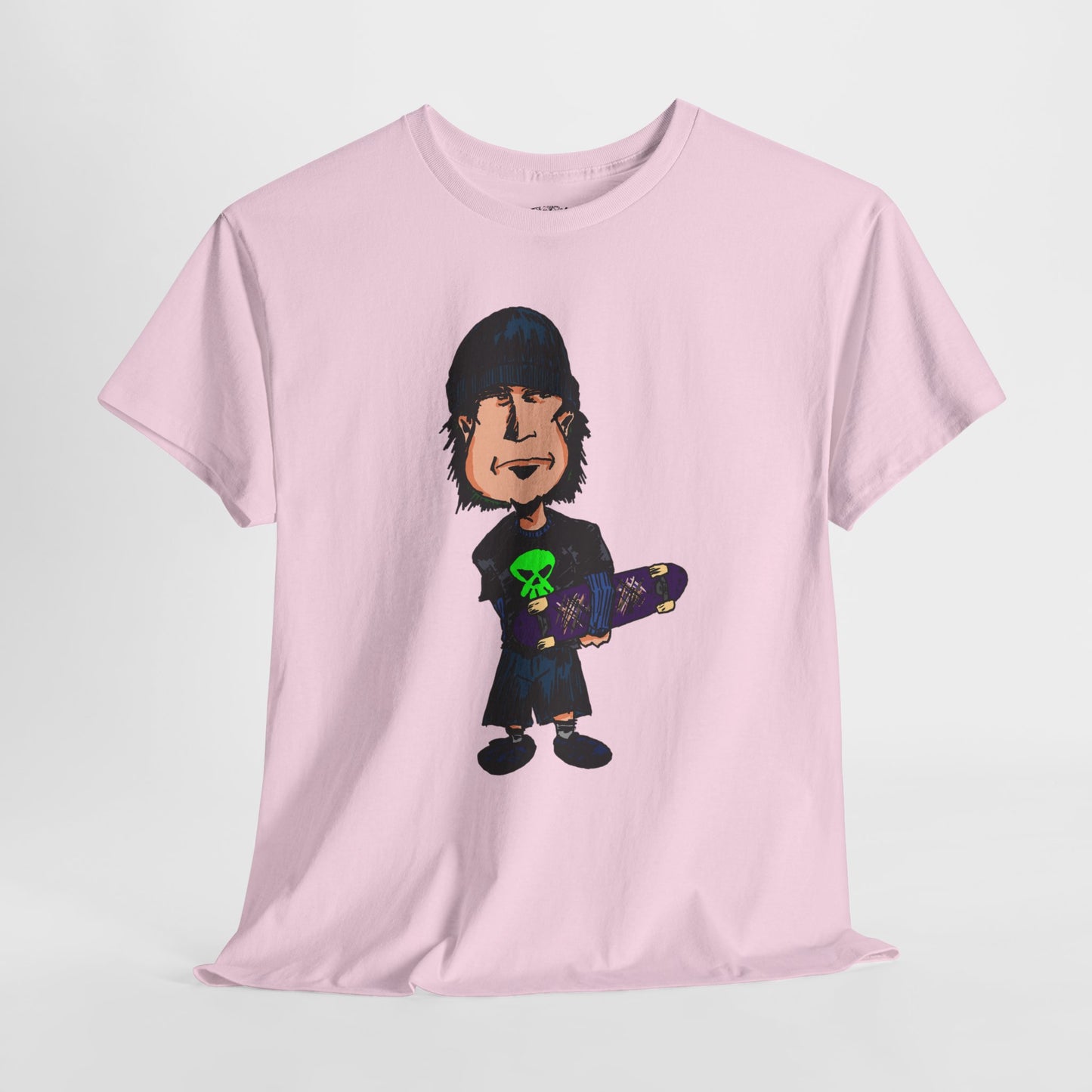 Rude Skater Dude - Skate Punk Cartoon Tee – Boy with Skateboard Graphic Shirt