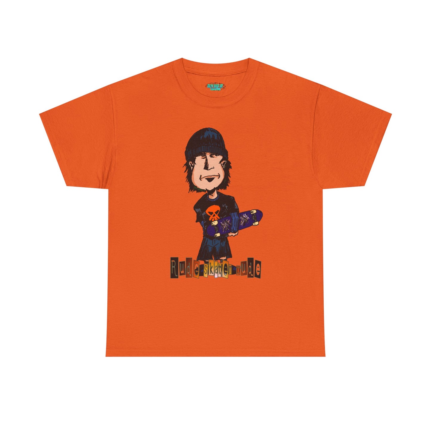 Rude Skater Dude Cartoon Skate Punk T-Shirt — Skateboarding Tee with Skull Design