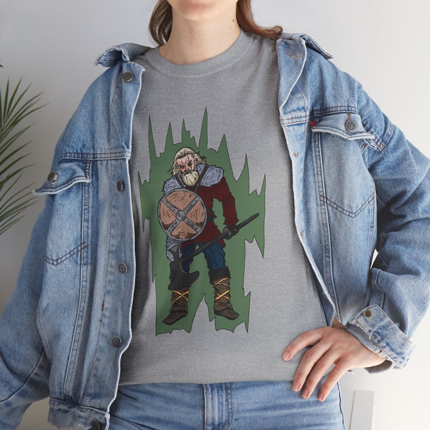 Epic Warrior Graphic Tee, Unisex Heavy Cotton Shirt, Casual Wear, Gamer Gift, Medieval Art Clothing, Battle Theme Fashion