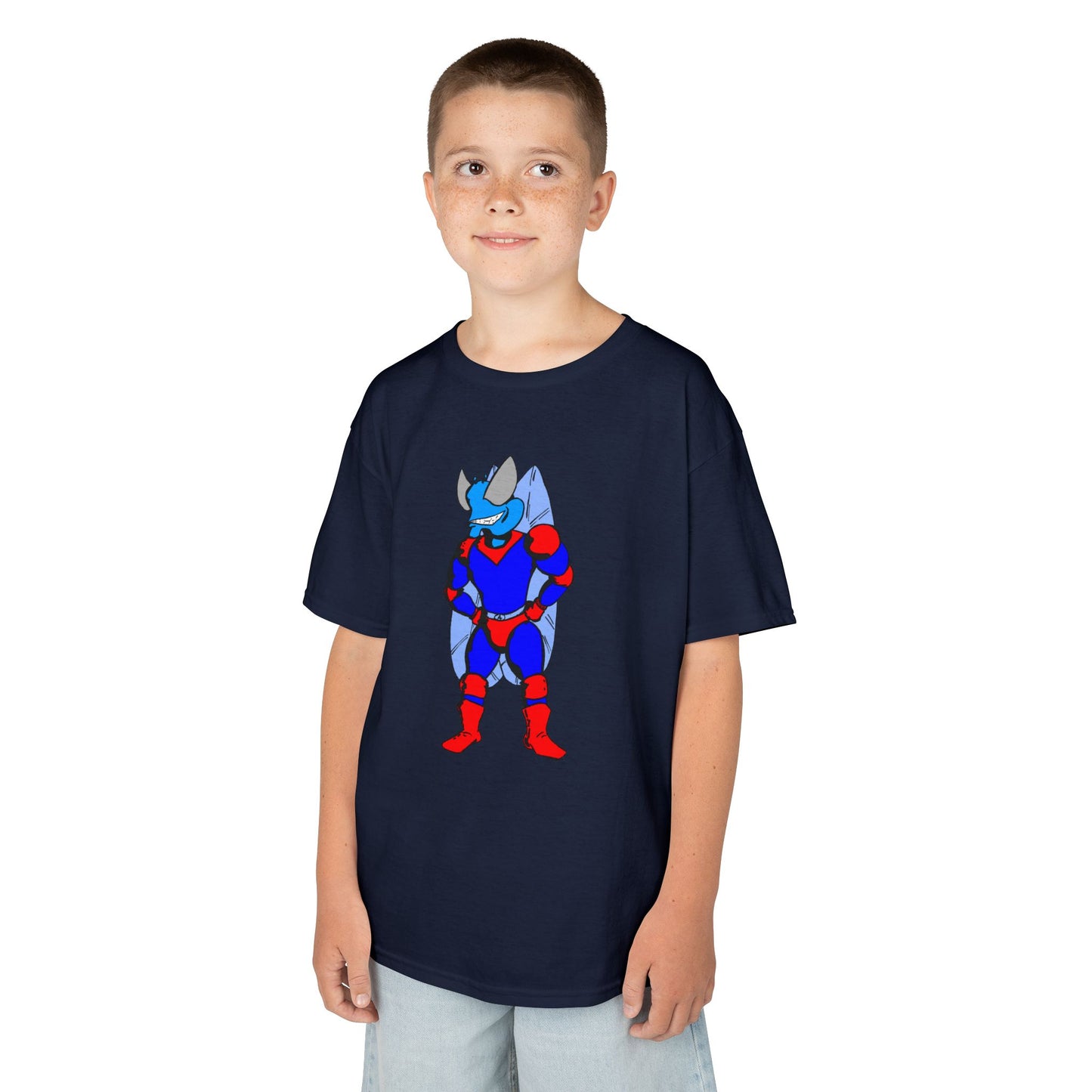 Astro-Fly Kids Superhero T-Shirt — Cute Red & Blue Winged Hero Tee for Boys & Girls