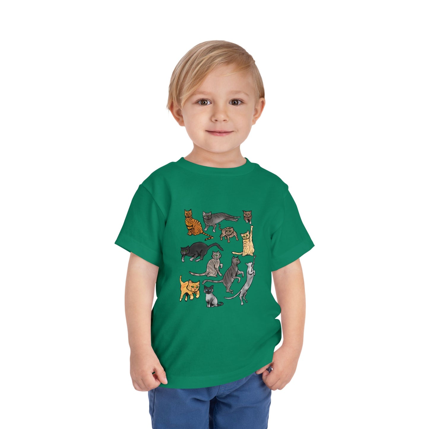 Toddler Tee — Playful Cat Pack Graphic Shirt for Kids