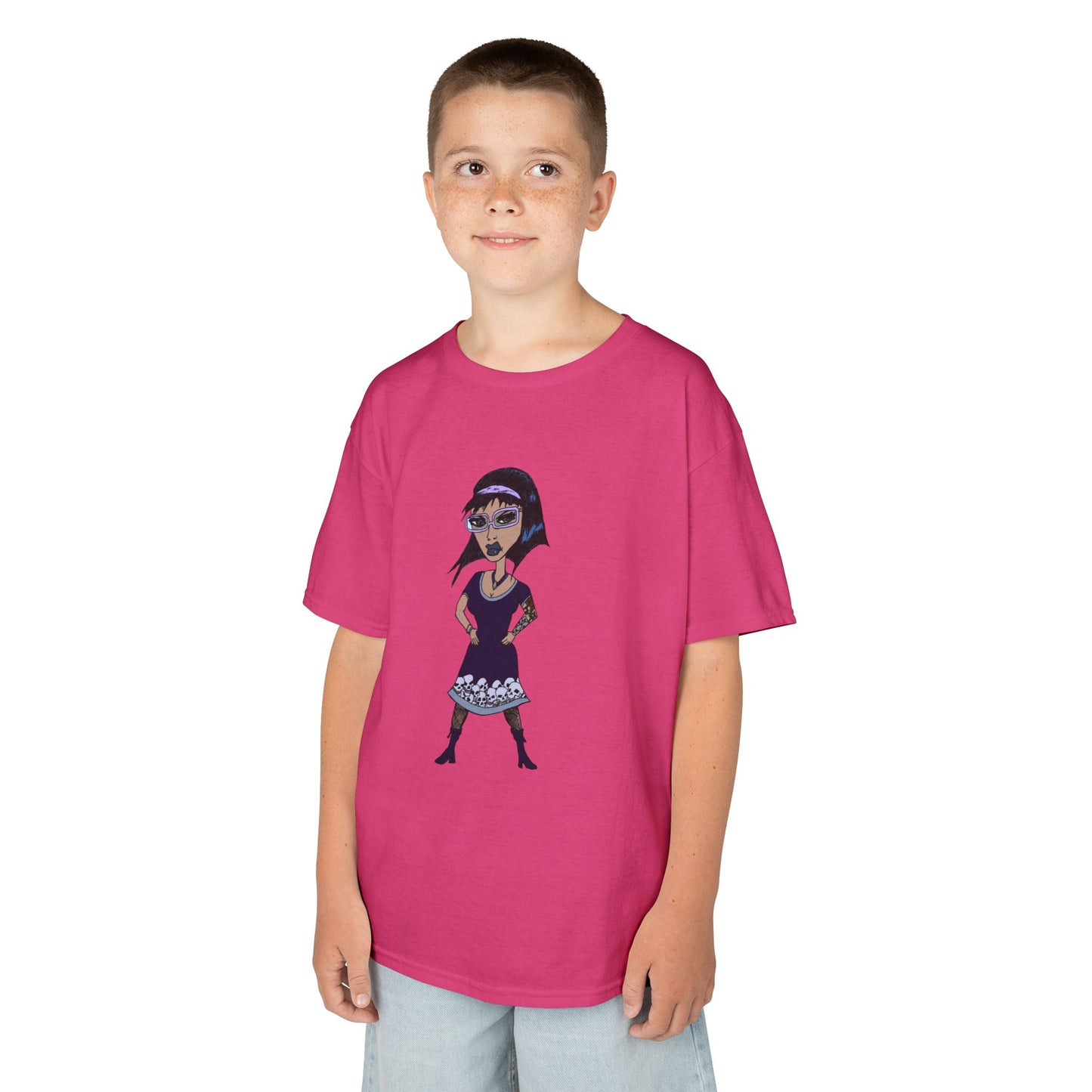 Kids Tee — Vintage Gothic Girl Cartoon Graphic Tee for Children