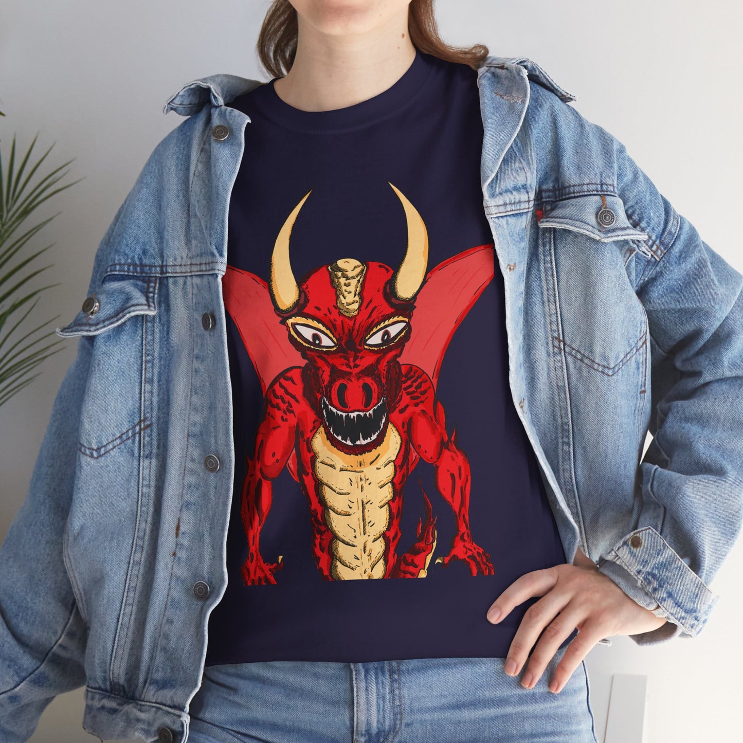 Bold Red Dragon Unisex Heavy Cotton Tee | Graphic Shirt for Anime Fans, Party Wear, Casual Outfit, Gift for Him/Her