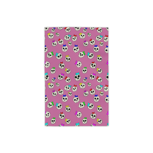 Delightfully Cute Skulls - Pink - Beach Towels