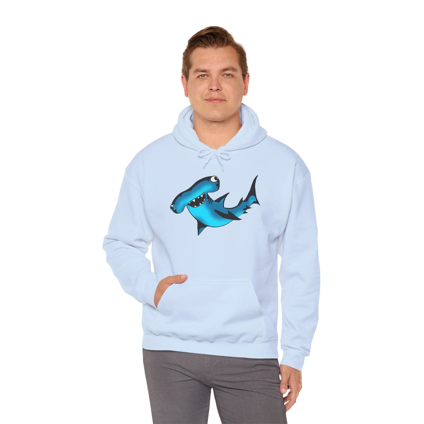 Harley Hammerhead Shark Design Unisex Hooded Sweatshirt, Funny Gift for Ocean Lovers, Casual Wear, Beach Days, Unique Apparel, Birthday Present