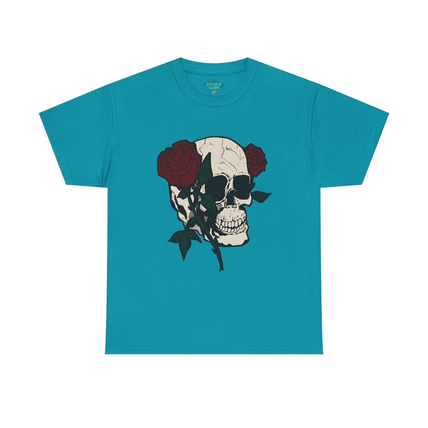 Skull and Roses Unisex Heavy Cotton Tee - Edgy Graphic T-Shirt for Impactful Style