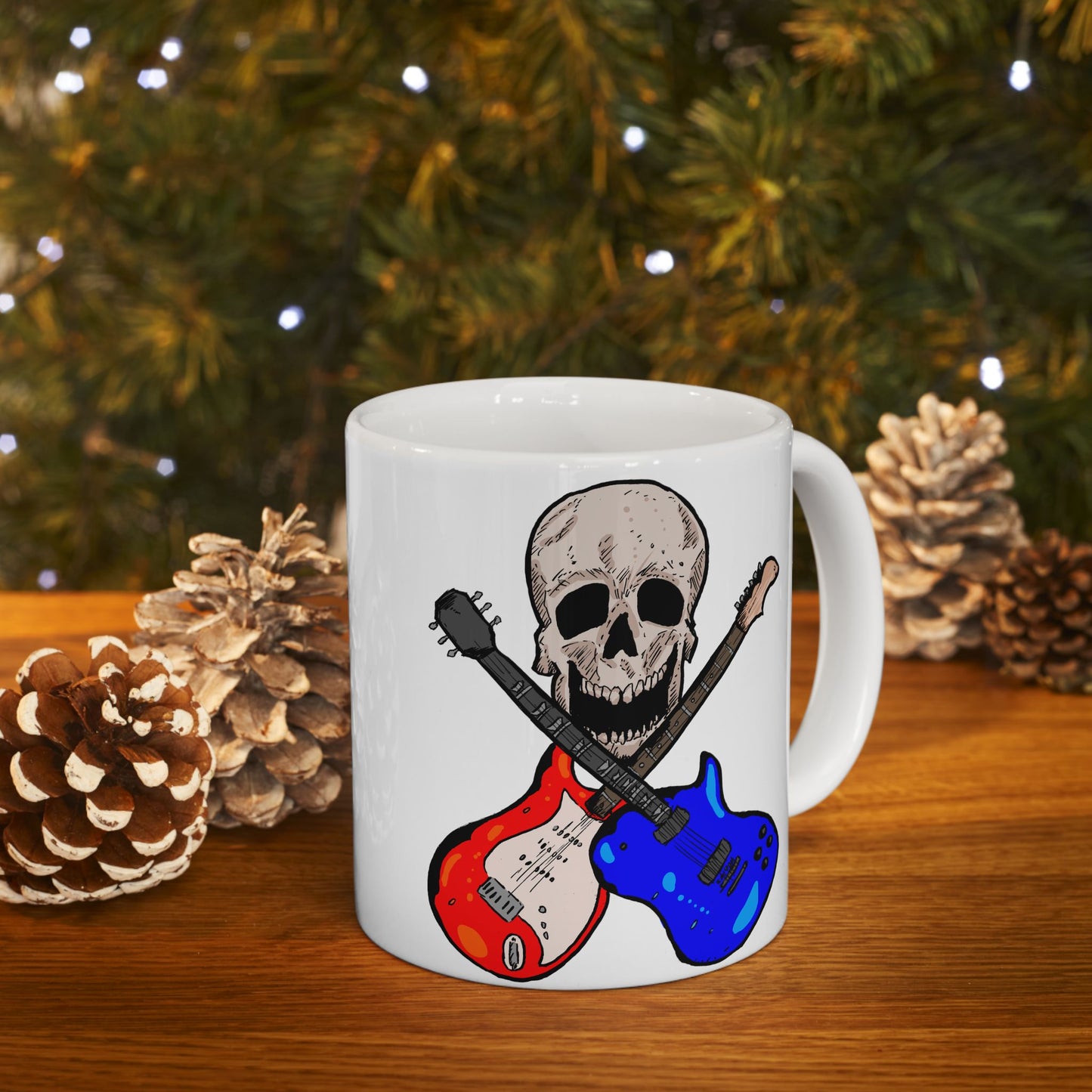 Deathly Rock & Roll Ceramic Mug - Perfect for Musicians, Coffee Lovers, Gifts for Guitarists, Home Decor, Birthday Celebration