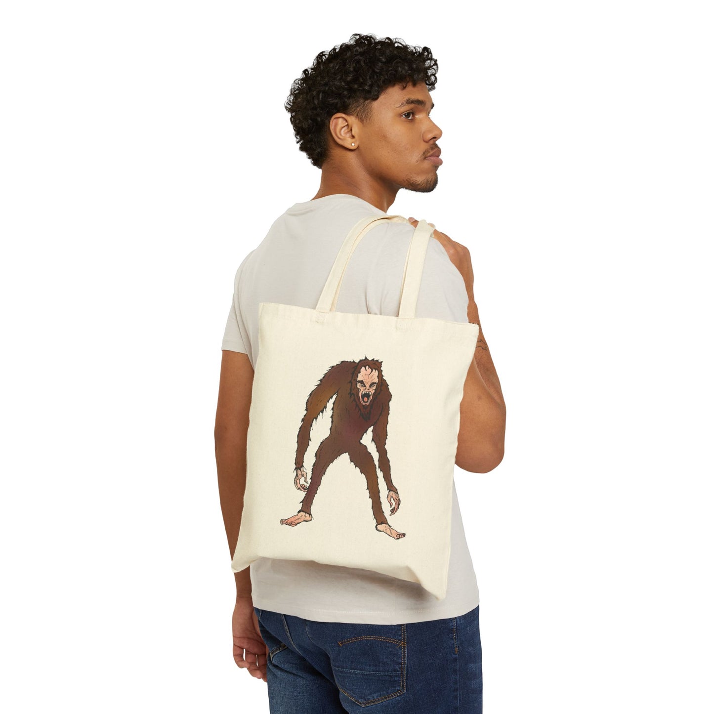Bigfoot Encounter - Creature Illustration Cotton Tote Bag