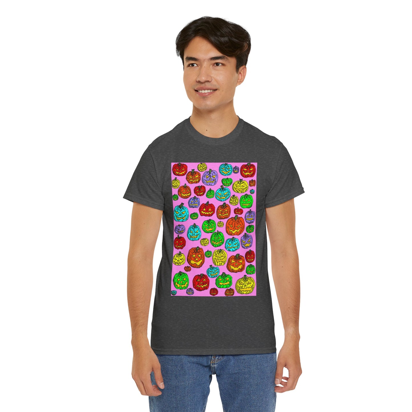 Colorful Pumpkin Graphic Tee, Unisex Cotton T-Shirt, Halloween Costume, Fall Apparel, Trendy Graphic Shirt, Casual Wear