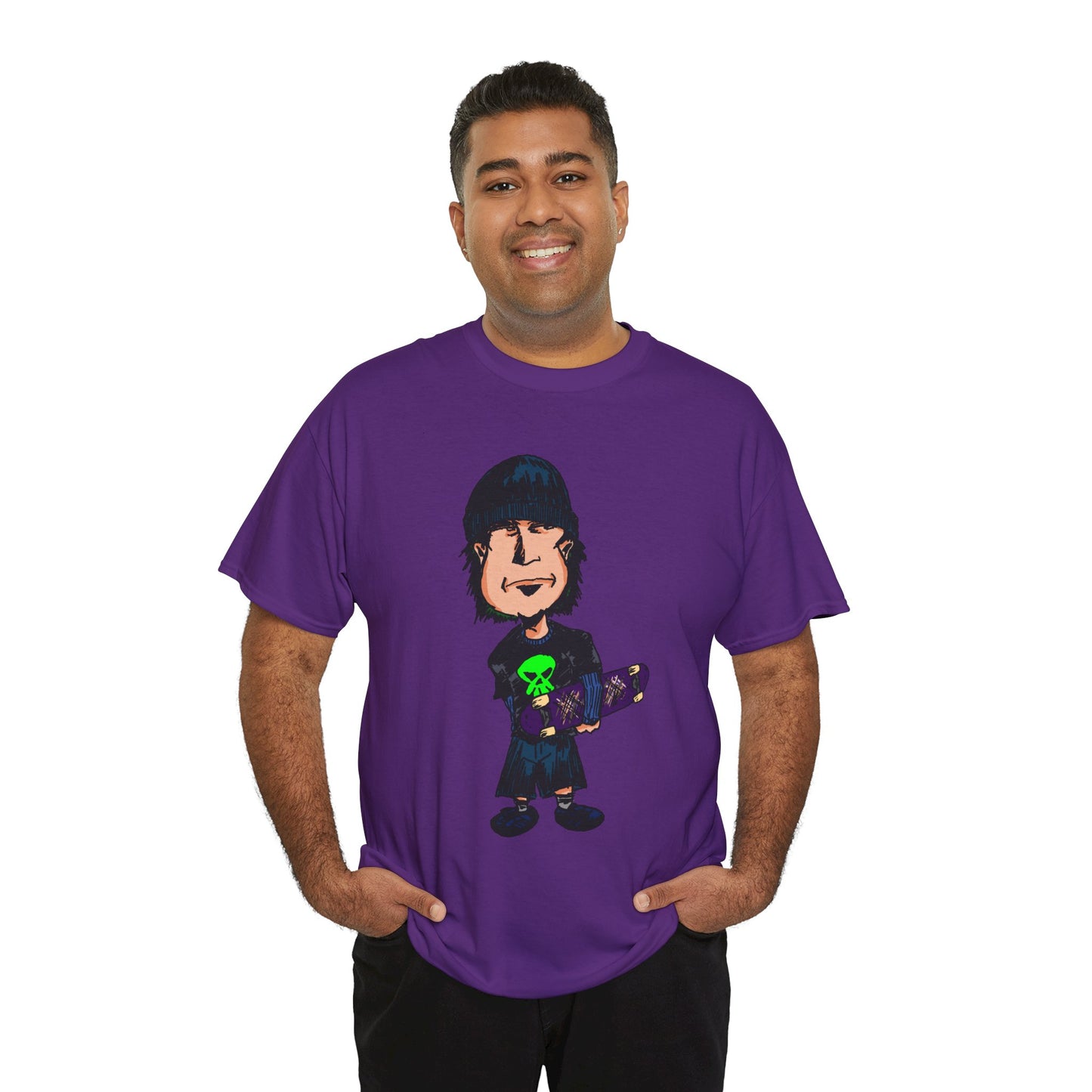 Rude Skater Dude - Skate Punk Cartoon Tee – Boy with Skateboard Graphic Shirt