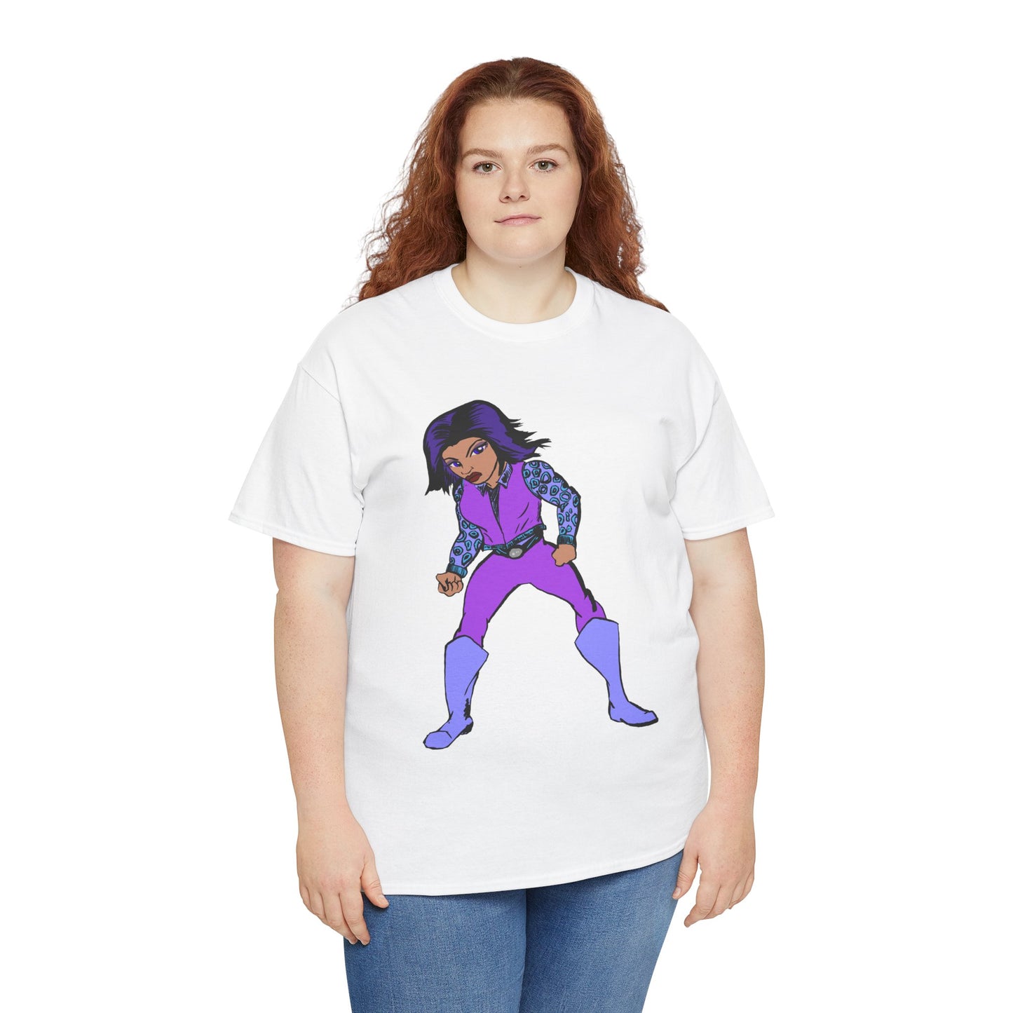 Retro Cartoon Hero Woman Character Unisex Heavy Cotton Tee, Vintage Graphic Tee, Fun T-Shirt, Gift for Fans, Casual Wear, Everyday Tee