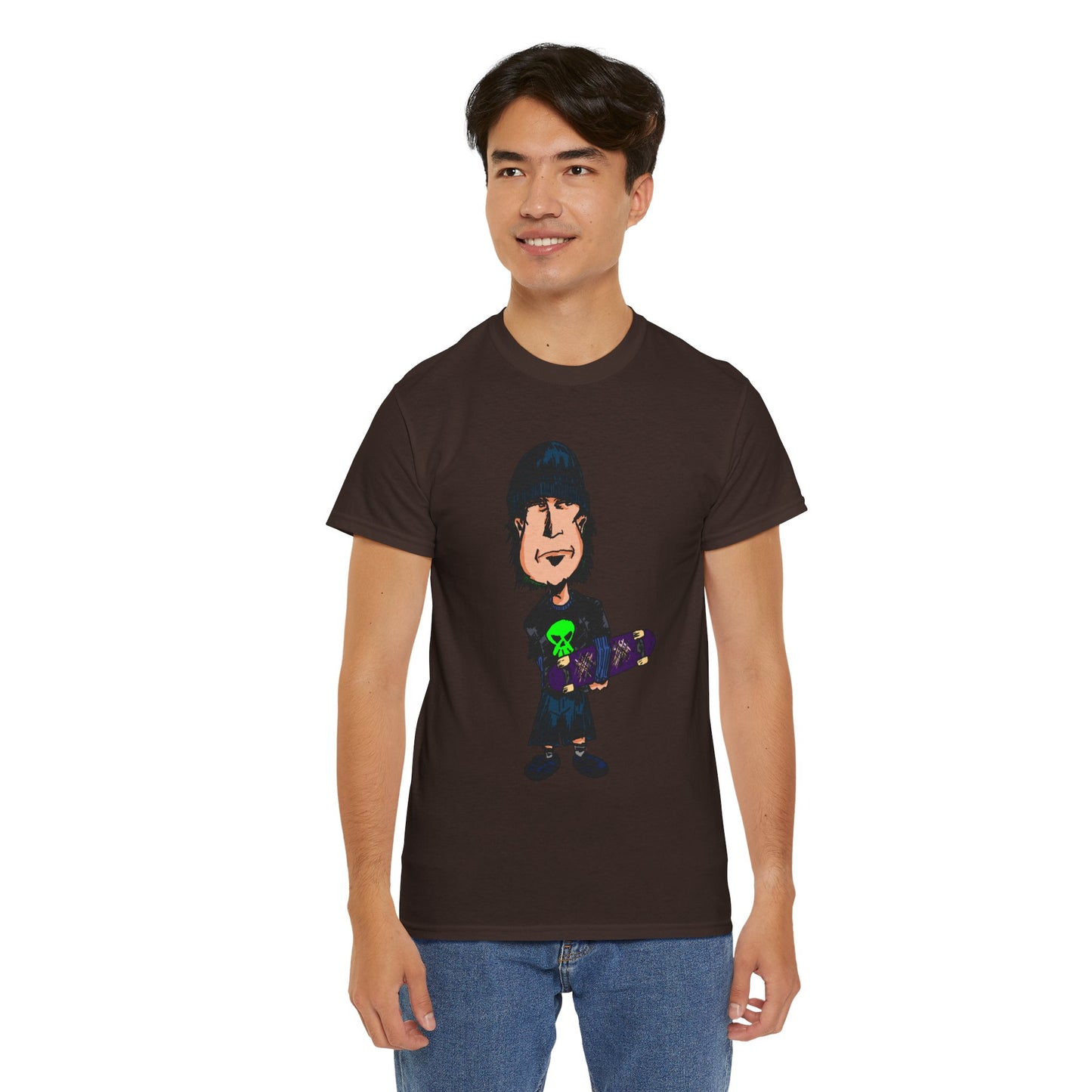 Rude Skater Dude - Skate Punk Cartoon Tee – Boy with Skateboard Graphic Shirt