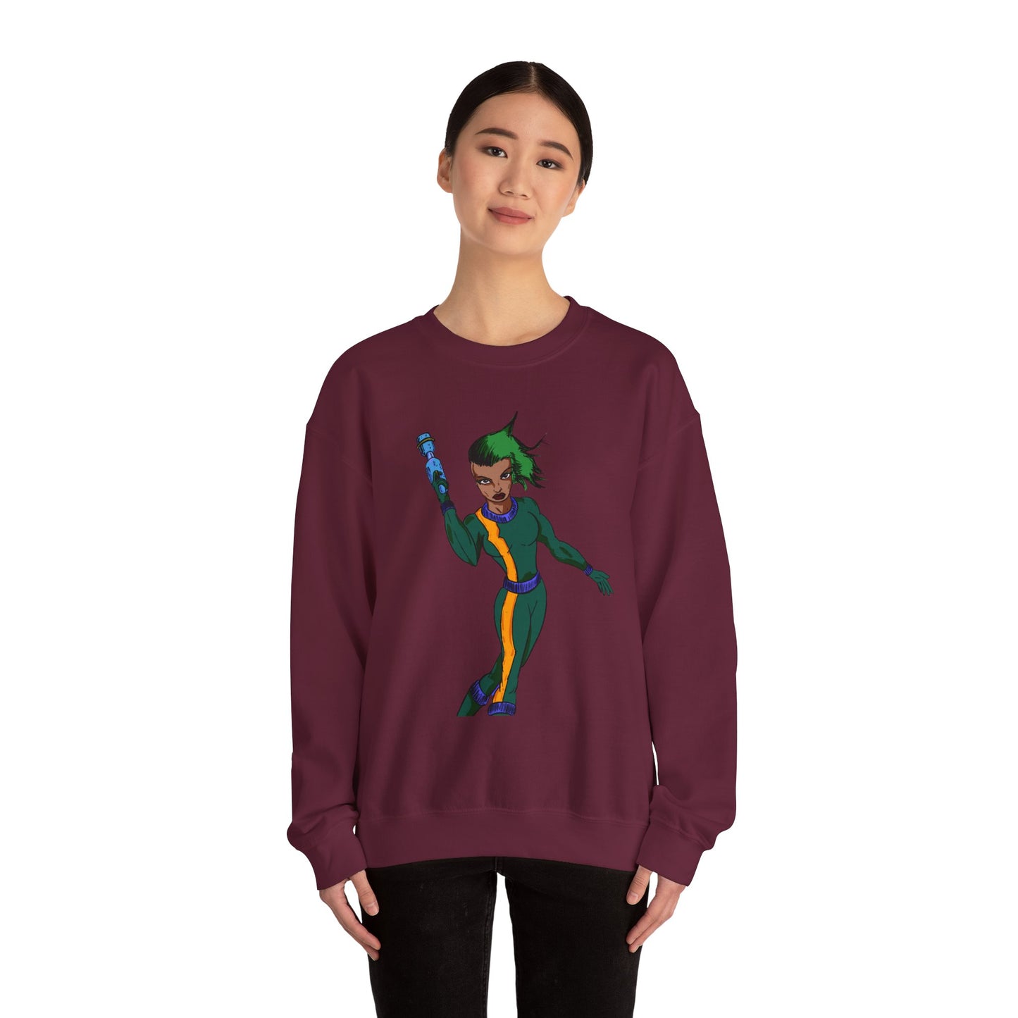 Heroic Vibes Crewneck Sweatshirt with Bold Design
