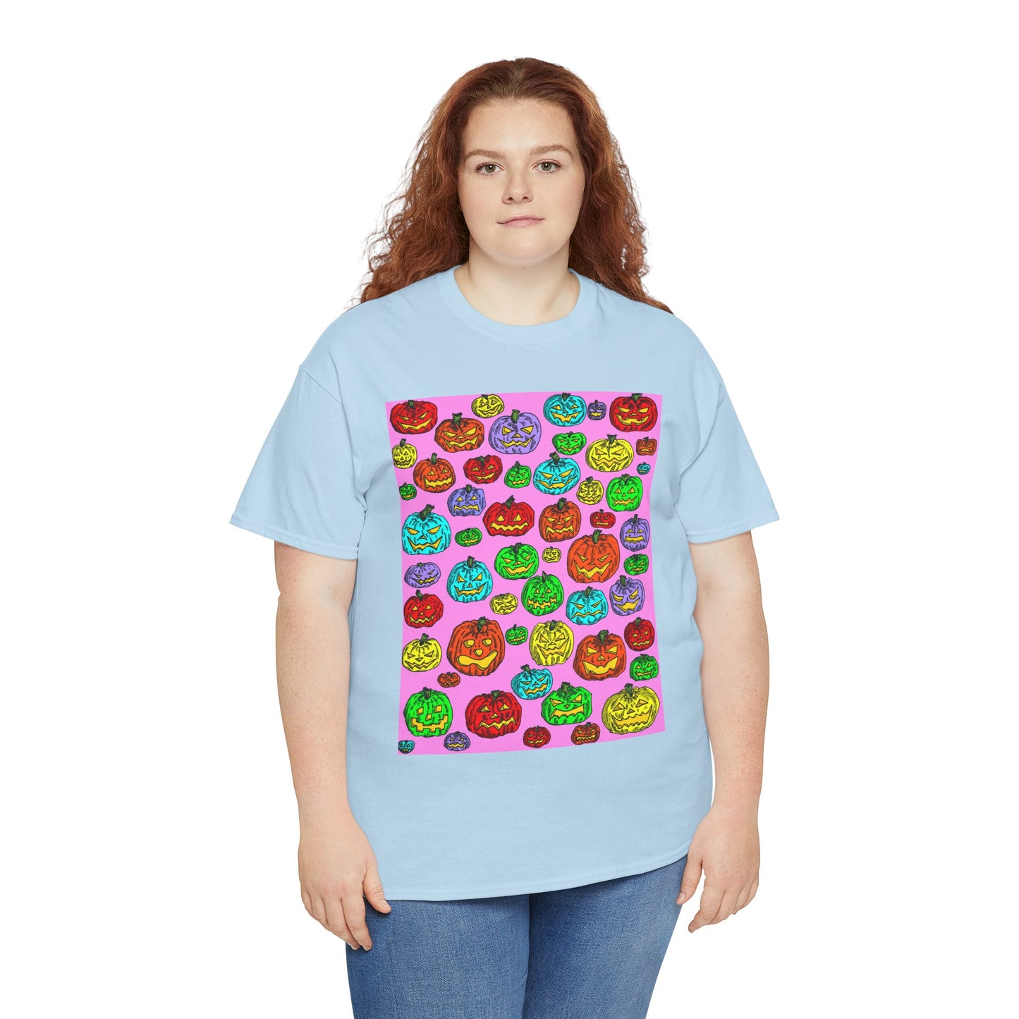 Colorful Pumpkin Graphic Tee, Unisex Cotton T-Shirt, Halloween Costume, Fall Apparel, Trendy Graphic Shirt, Casual Wear