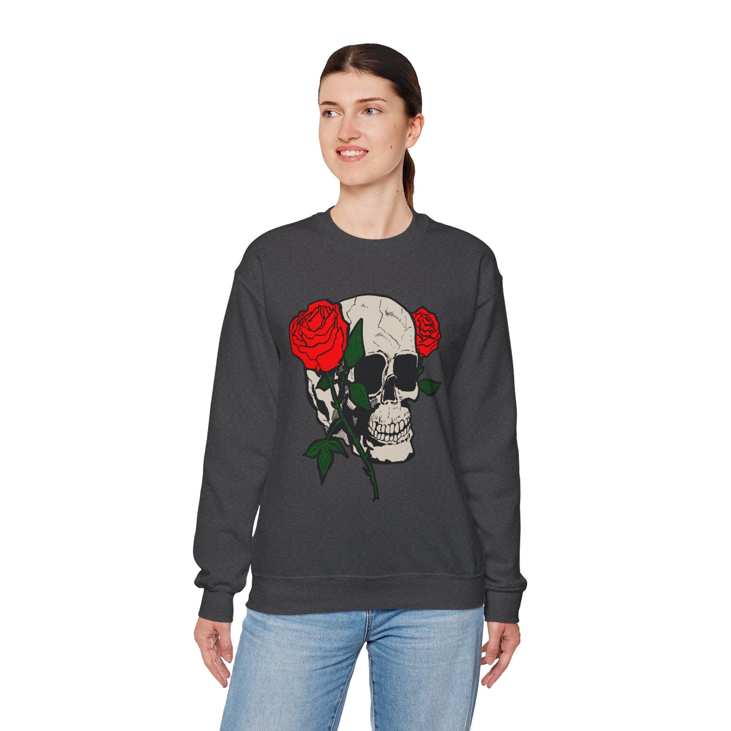 Skull and Roses Crewneck Sweatshirt