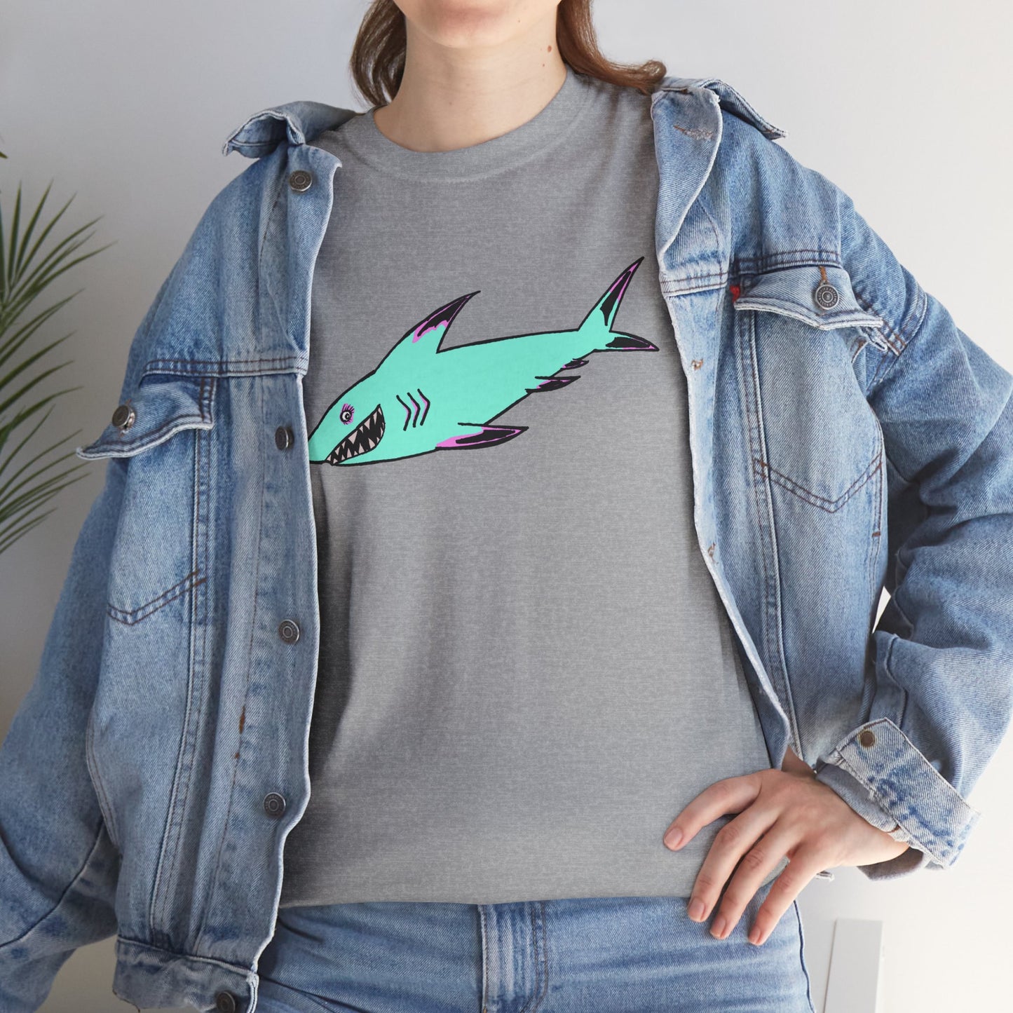 Cool Shark Graphic Unisex Heavy Cotton Tee, Ocean Lover Shirt, Beachwear, Casual Everyday Tee, Gift for Sharks Fans