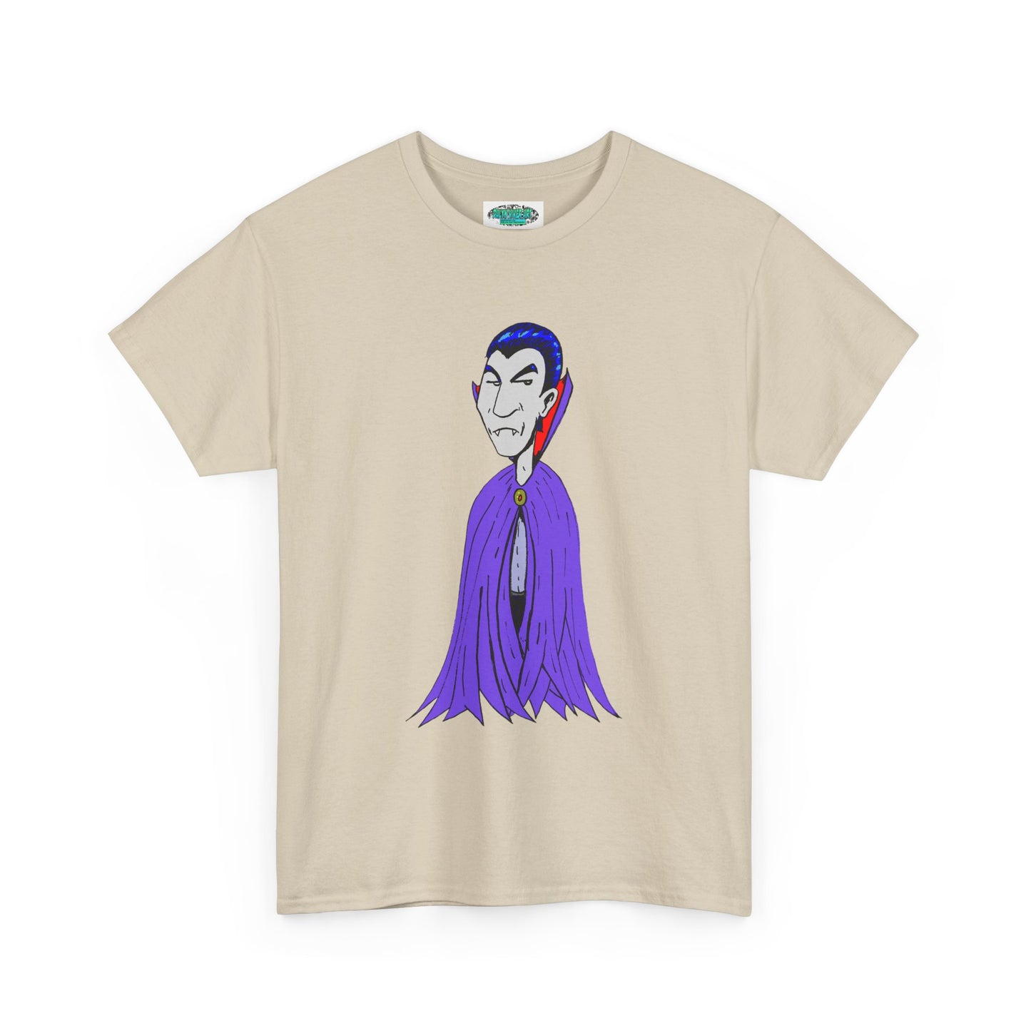 Vampire Cartoon Tee - Cute Purple Cloak Dracula Graphic T-Shirt