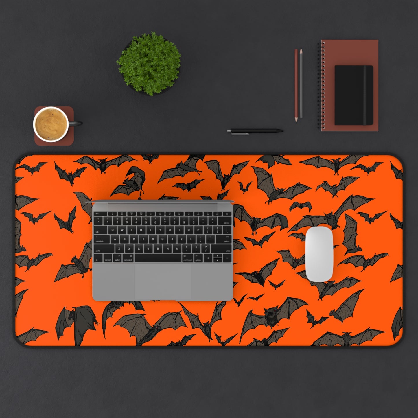 Halloween Bat Desk Mat, Office Decor, Gamer Mat, Halloween Gift, Bat Themed Desk Accessory