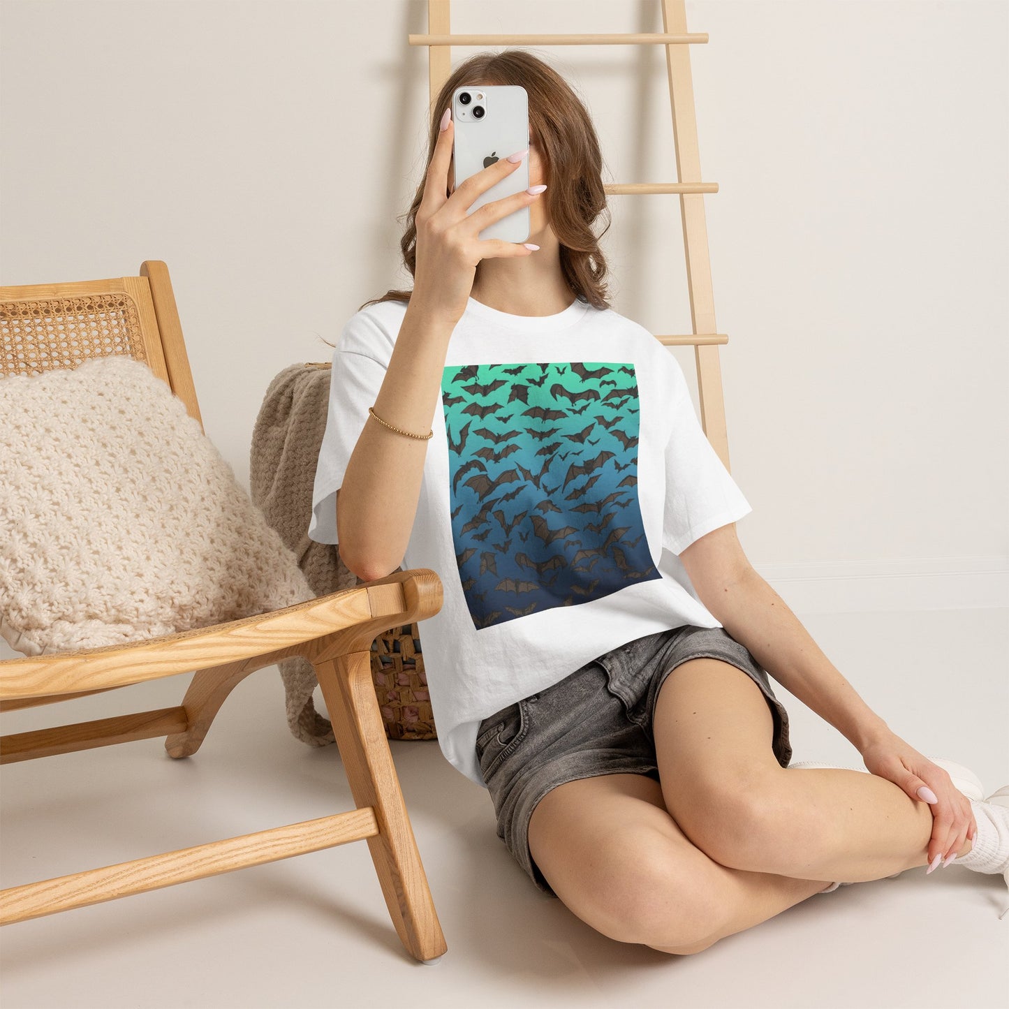 Bat Swarm Graphic Tee — Gradient Night Flight T-Shirt