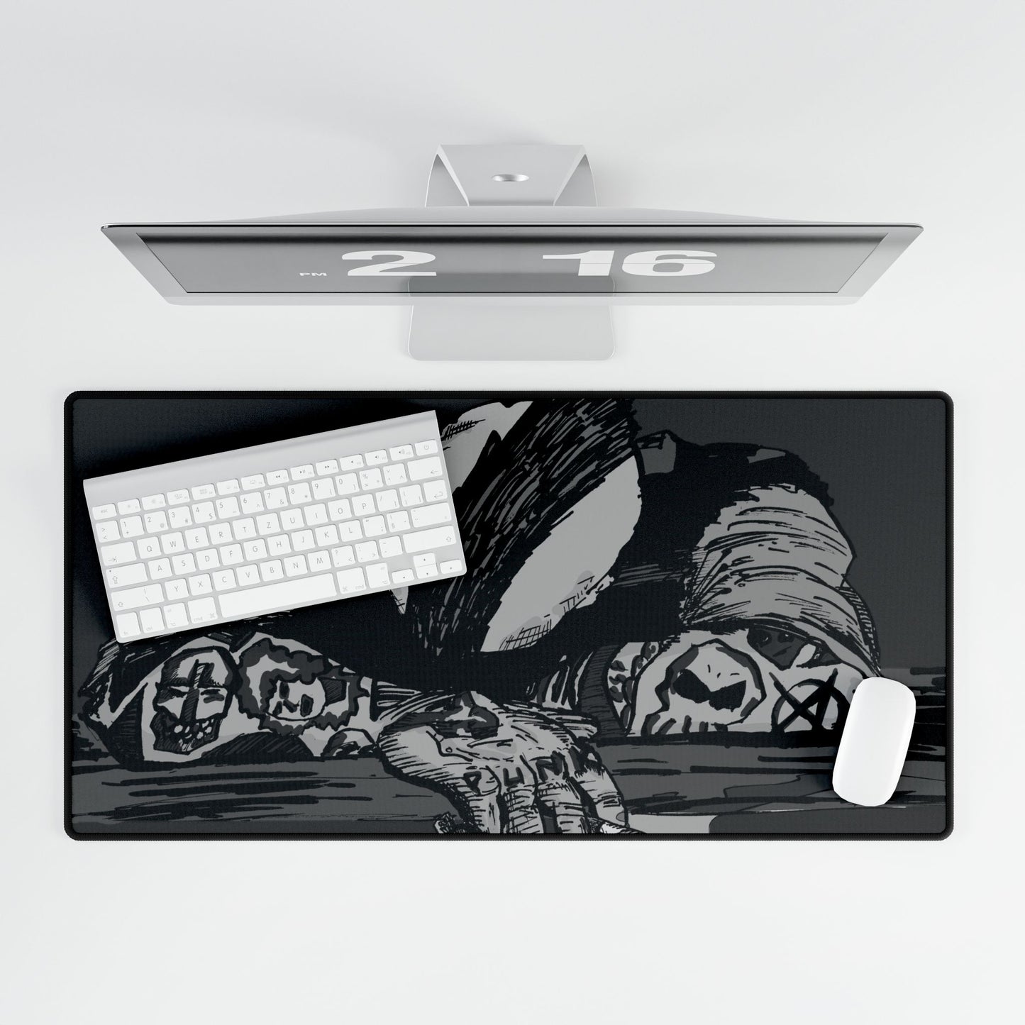 Punk and Done Tattooed Figure Desk Mat — Gothic Gaming & Office Mouse Pad and Card Playing Mat