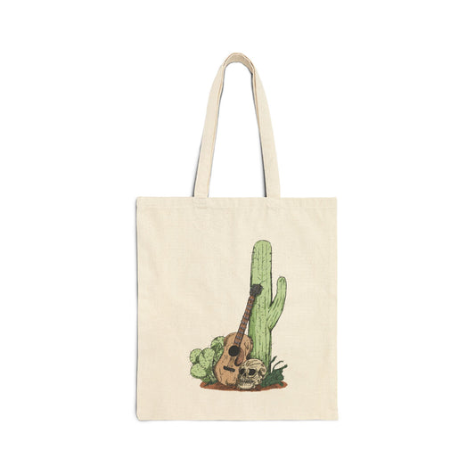 Desert Guitar Canvas Tote Bag – Cactus & Guitar Eco Shopper
