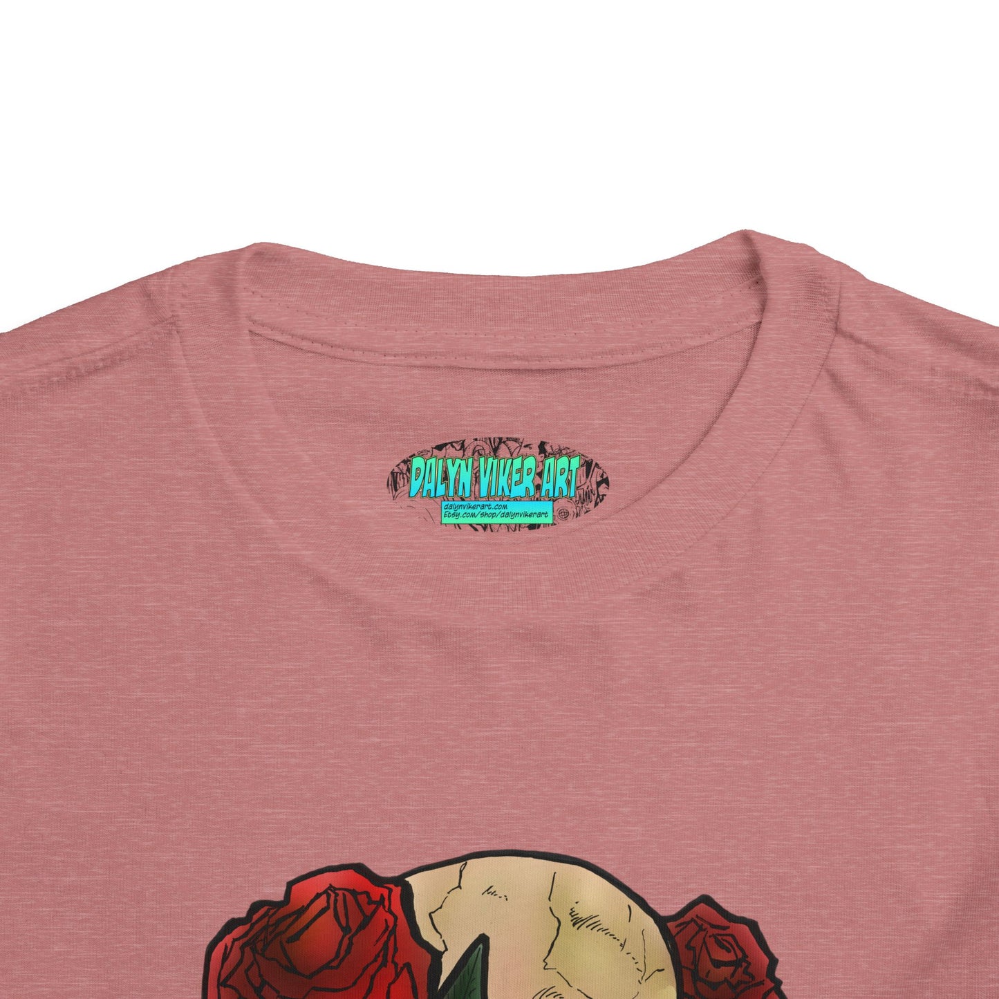 Toddler Tee — Skull with Red Roses Graphic