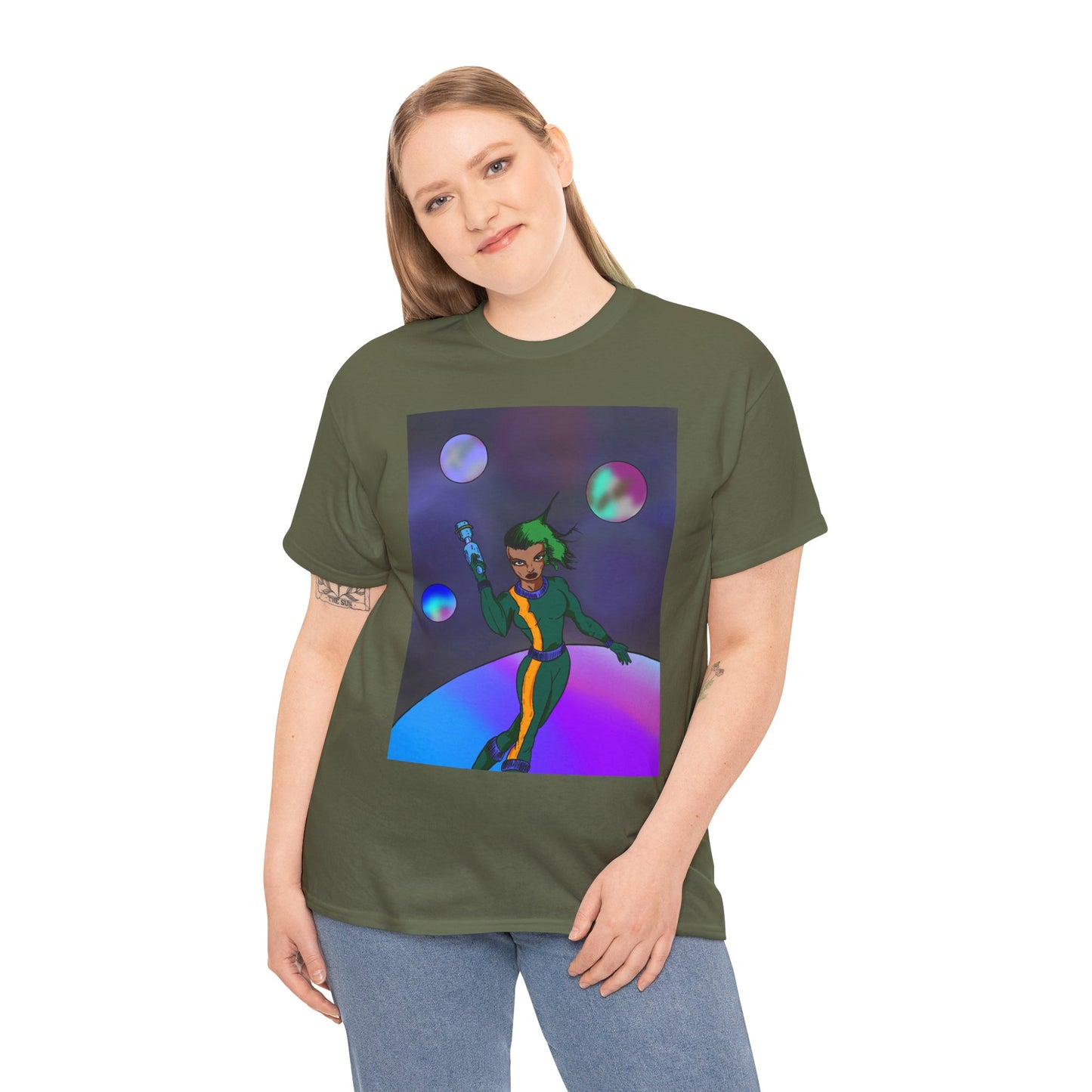 Cosmic Hero Vibe Tee - Unisex Heavy Cotton Tee, Space Art Shirt, Retro Sci-Fi T-Shirt, Gift for Space Lovers, Unique Graphic Tee