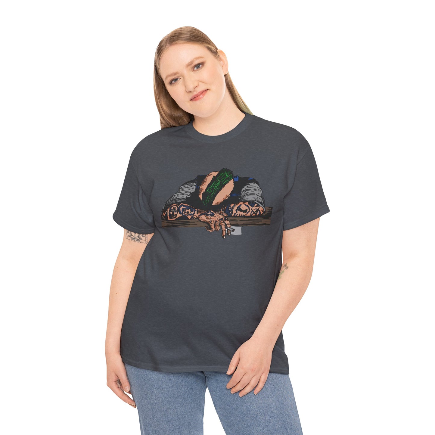 Punk and Done Stylish Unisex Heavy Cotton Tee with Artistic Print, Casual Tee, Graphic T-Shirt, Gift for Art Lovers, Everyday Wear, Unique Art Apparel