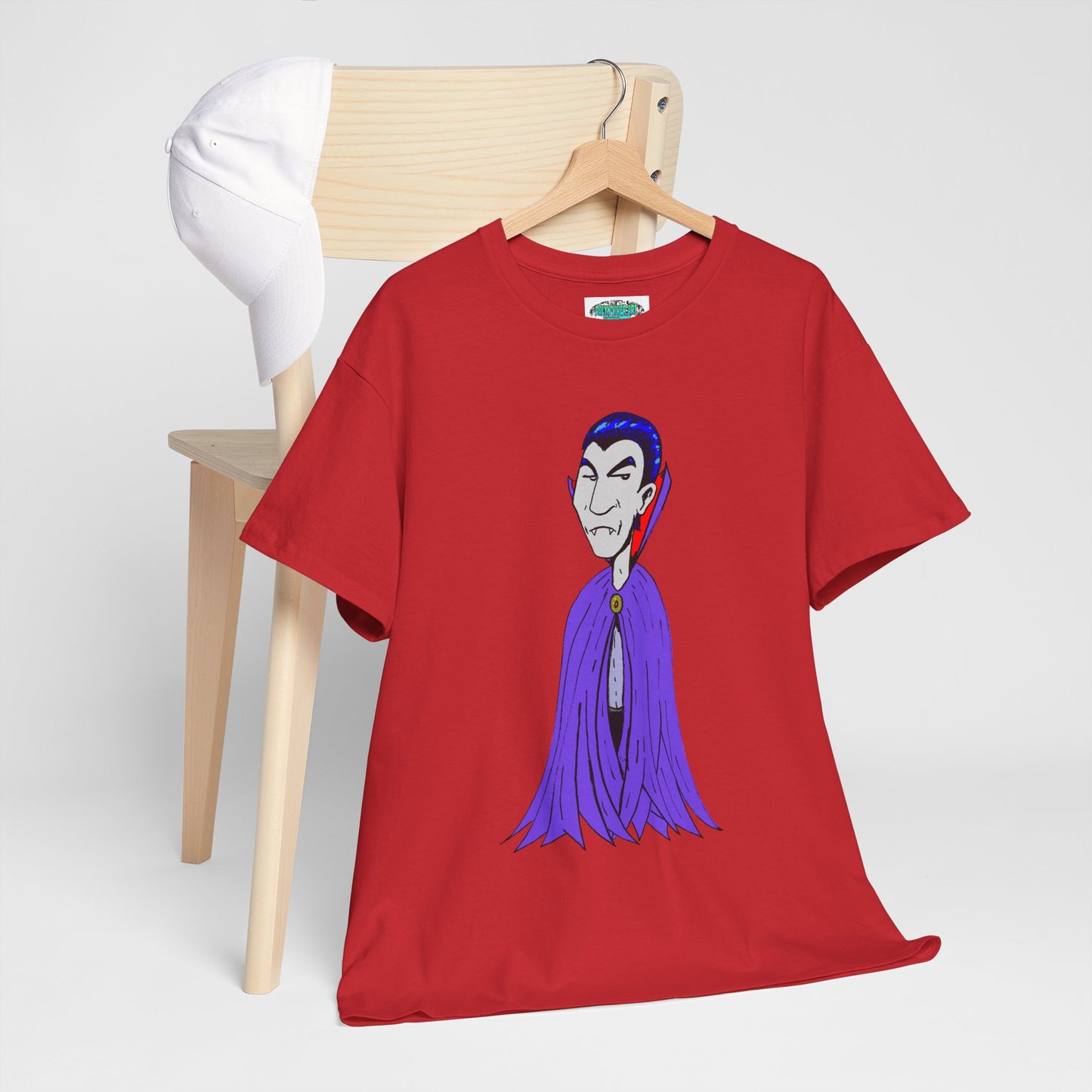 Vampire Cartoon Tee - Cute Purple Cloak Dracula Graphic T-Shirt