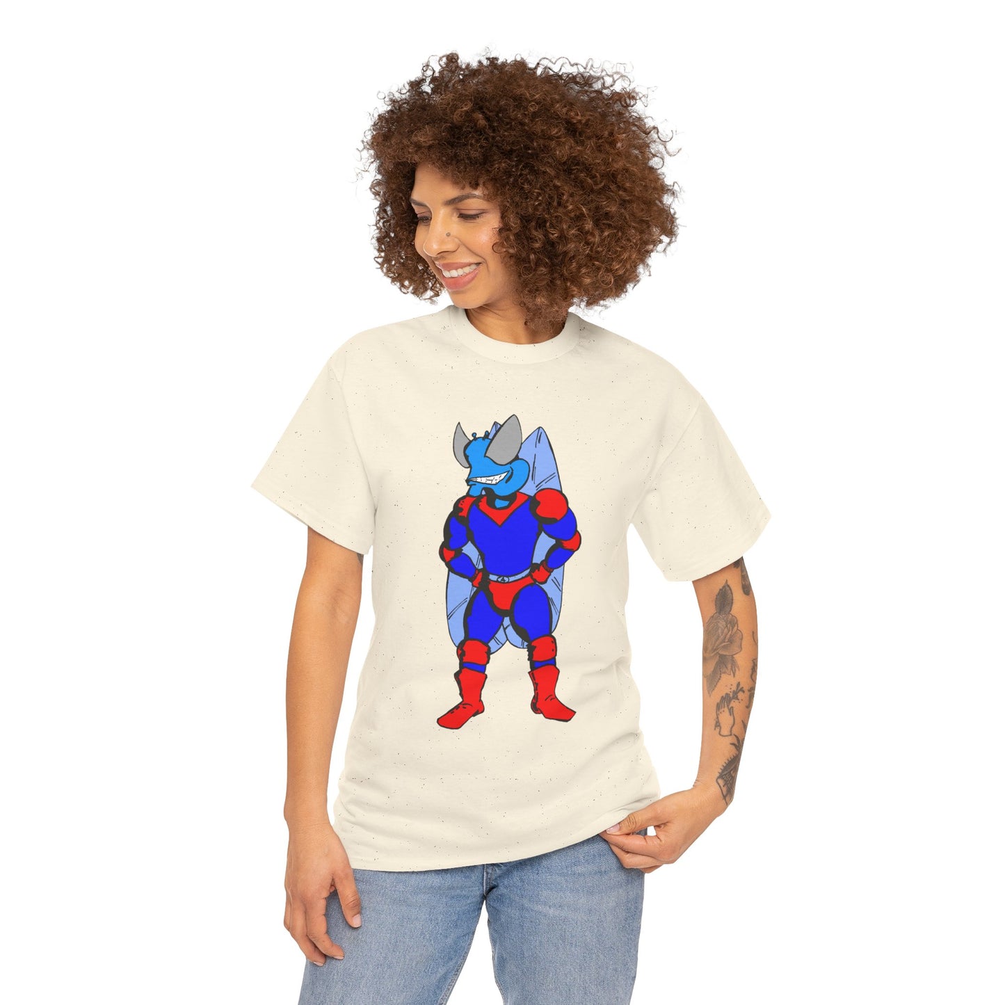 Astro-Fly Hero Graphic Tee - Blue & Red Superhero T-Shirt